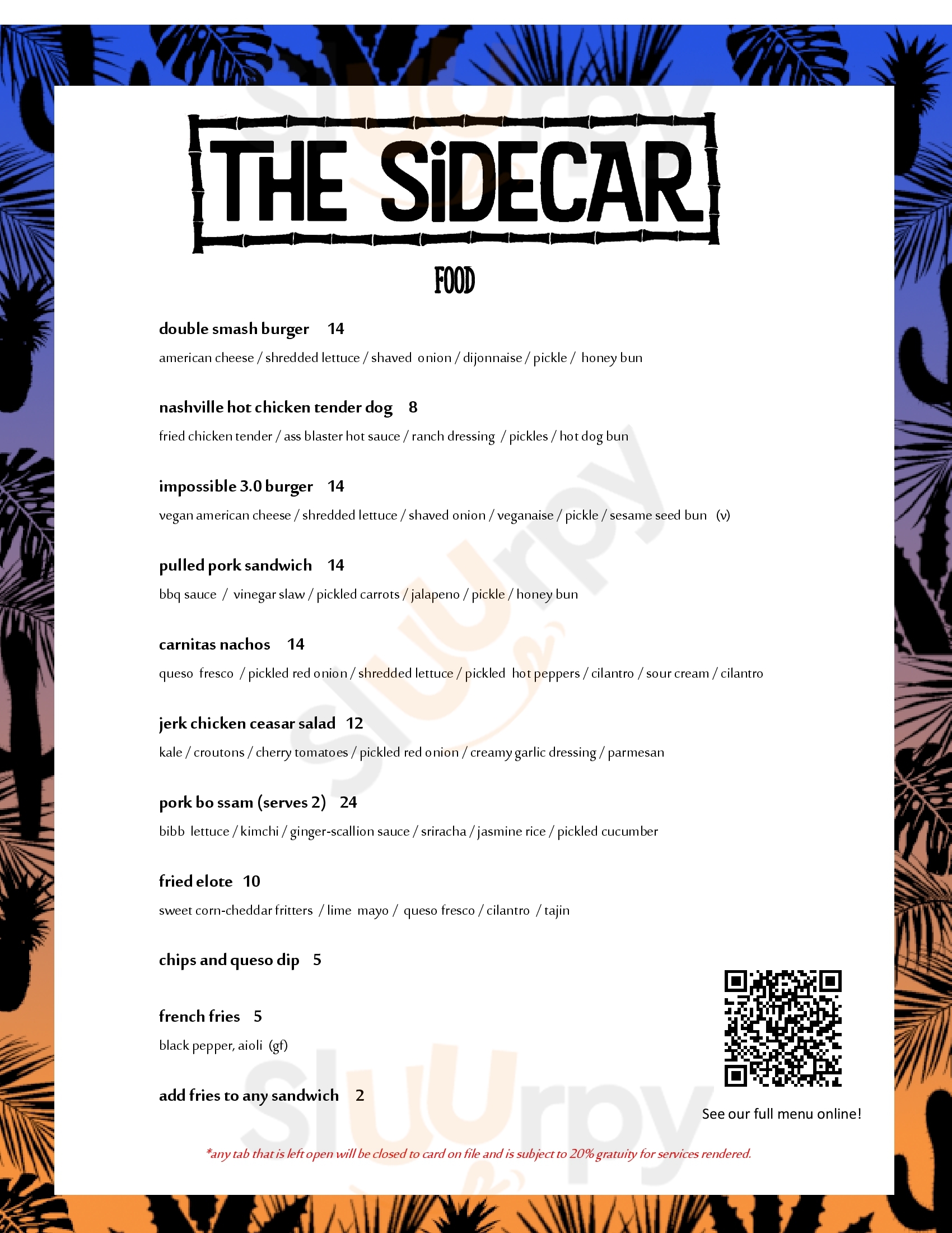 The Sidecar Fort Wayne Menu - 1