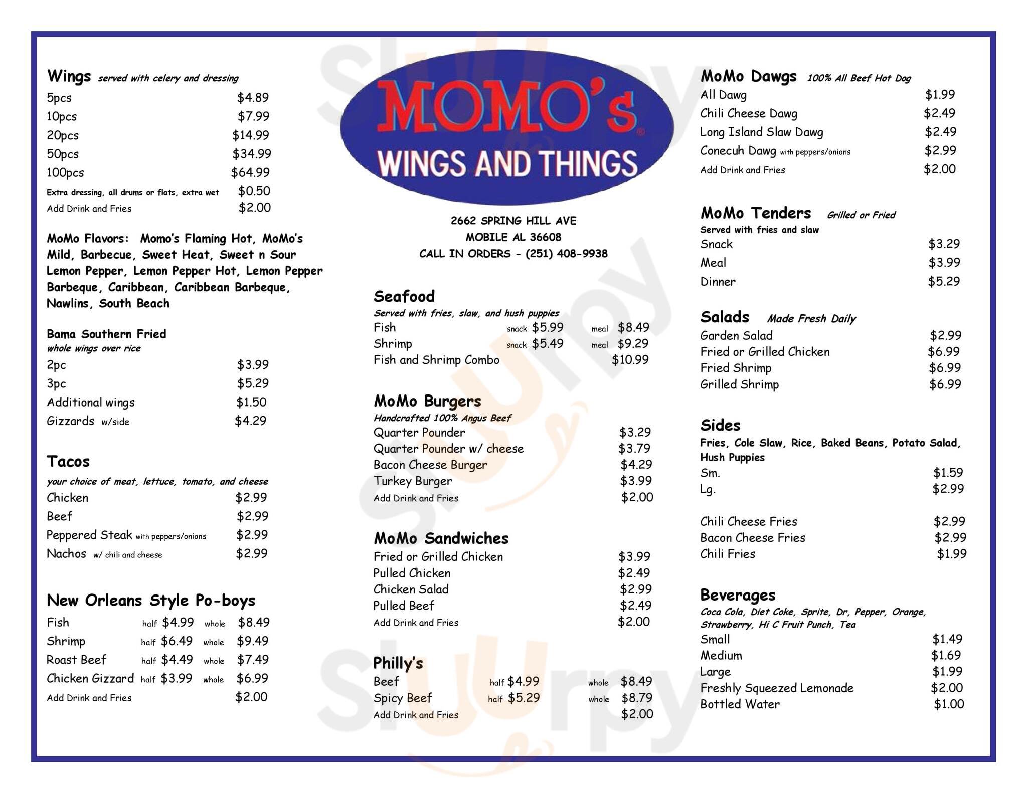 Momo's Wings And Things Mobile Menu - 1