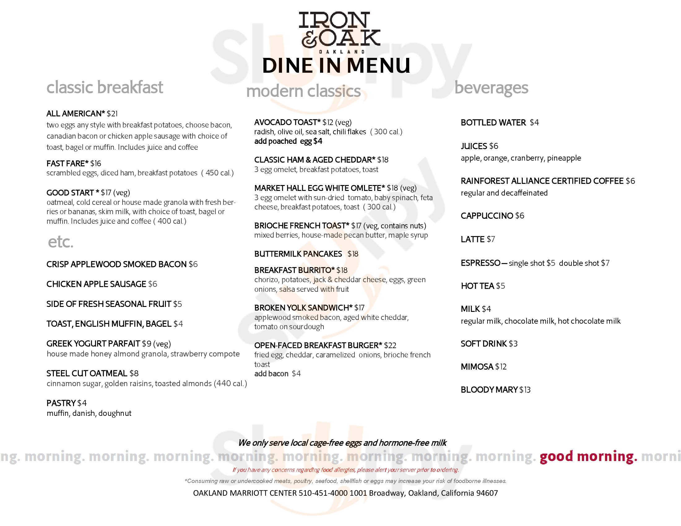 Main Menu - Iron & Oak Restaurant And Bar