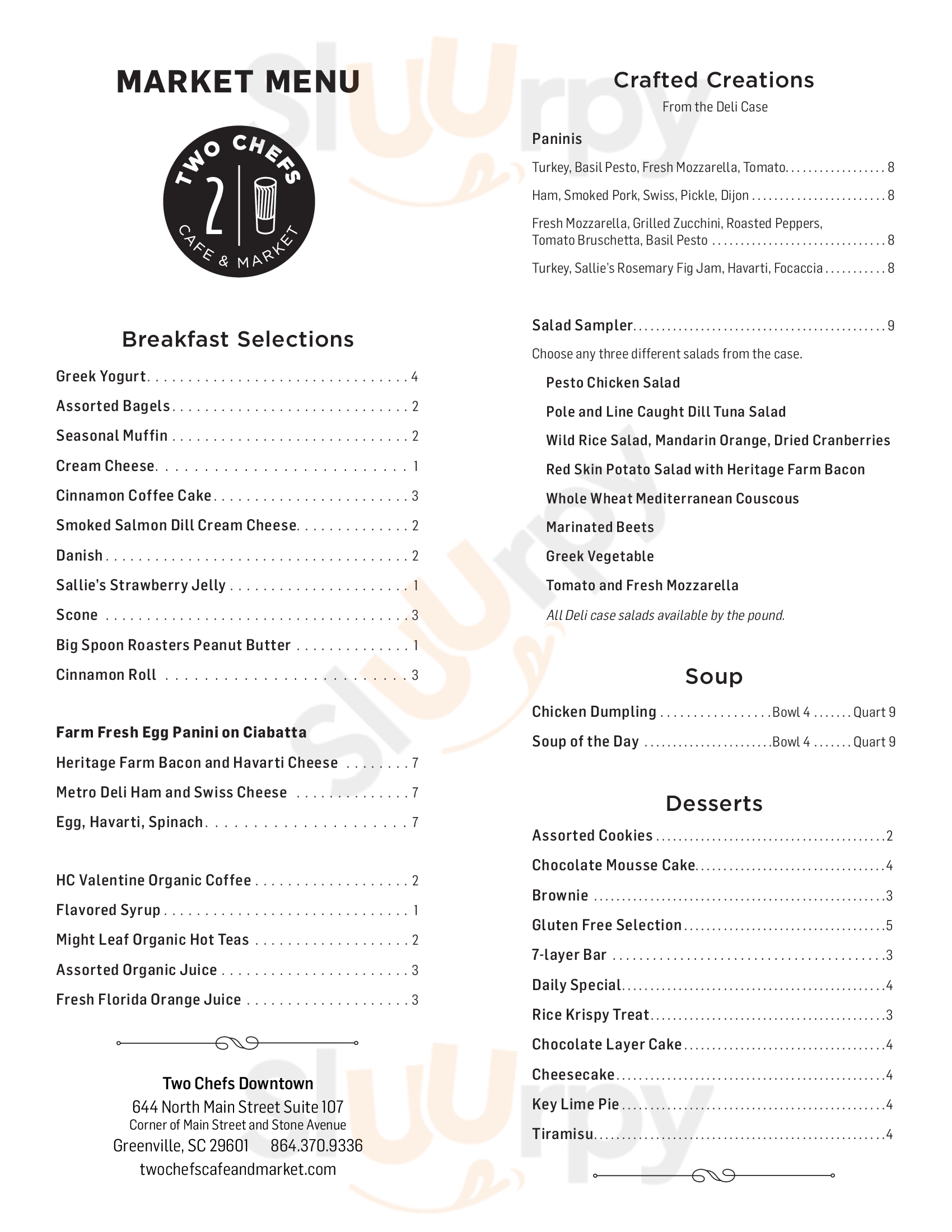 Two Chefs Cafe And Market Greenville Menu - 1