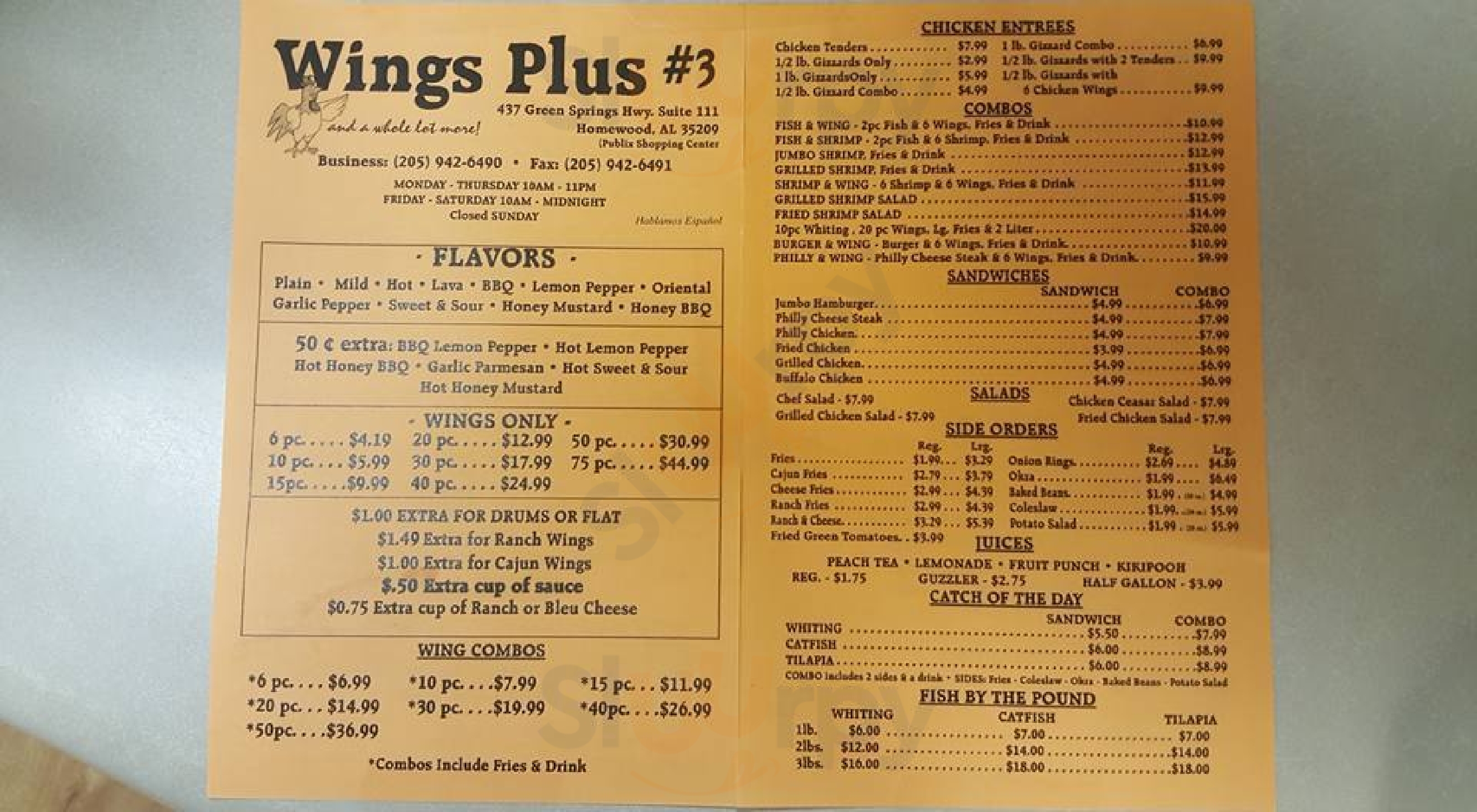 Main Menu - Wings Plus 3