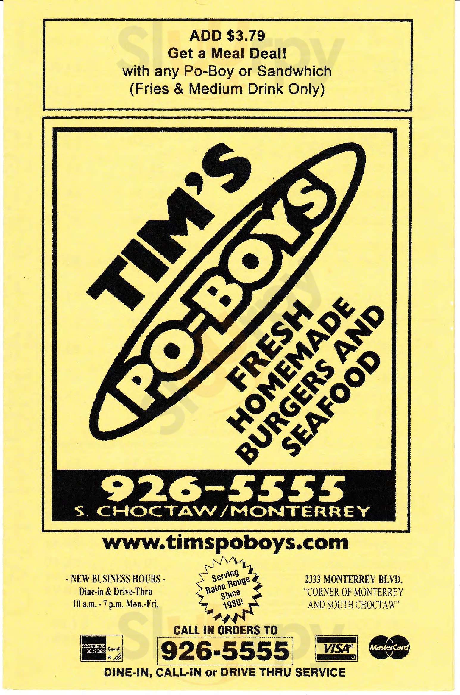 Tims Poboys Baton Rouge Menu - 1