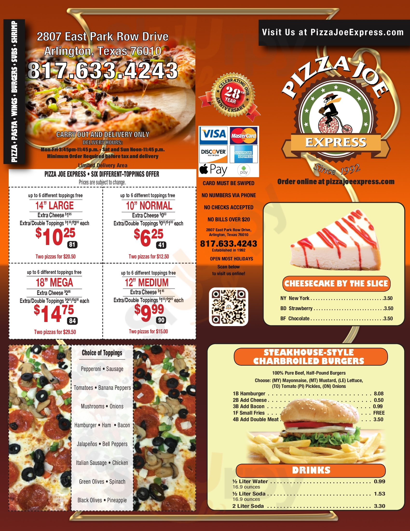 Main Menu - Pizza Joe Express