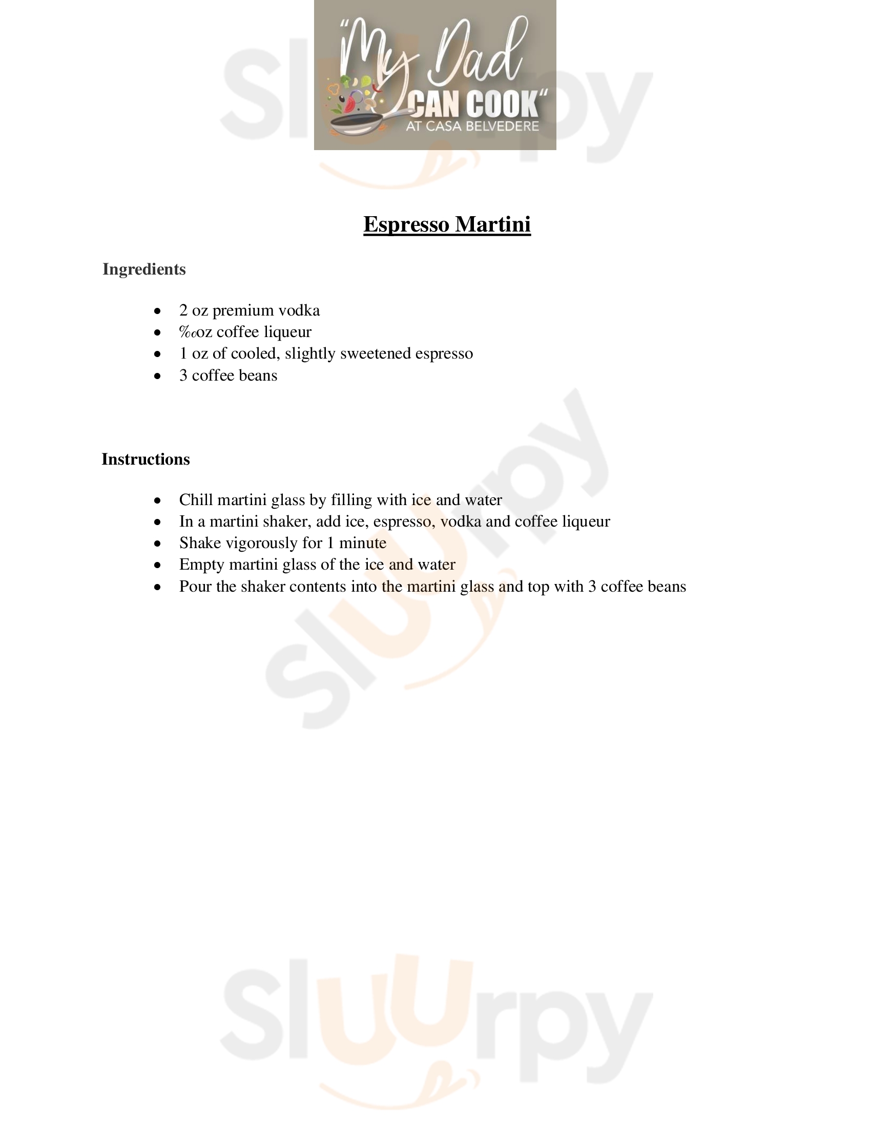 Main Menu - Casa Belvedere