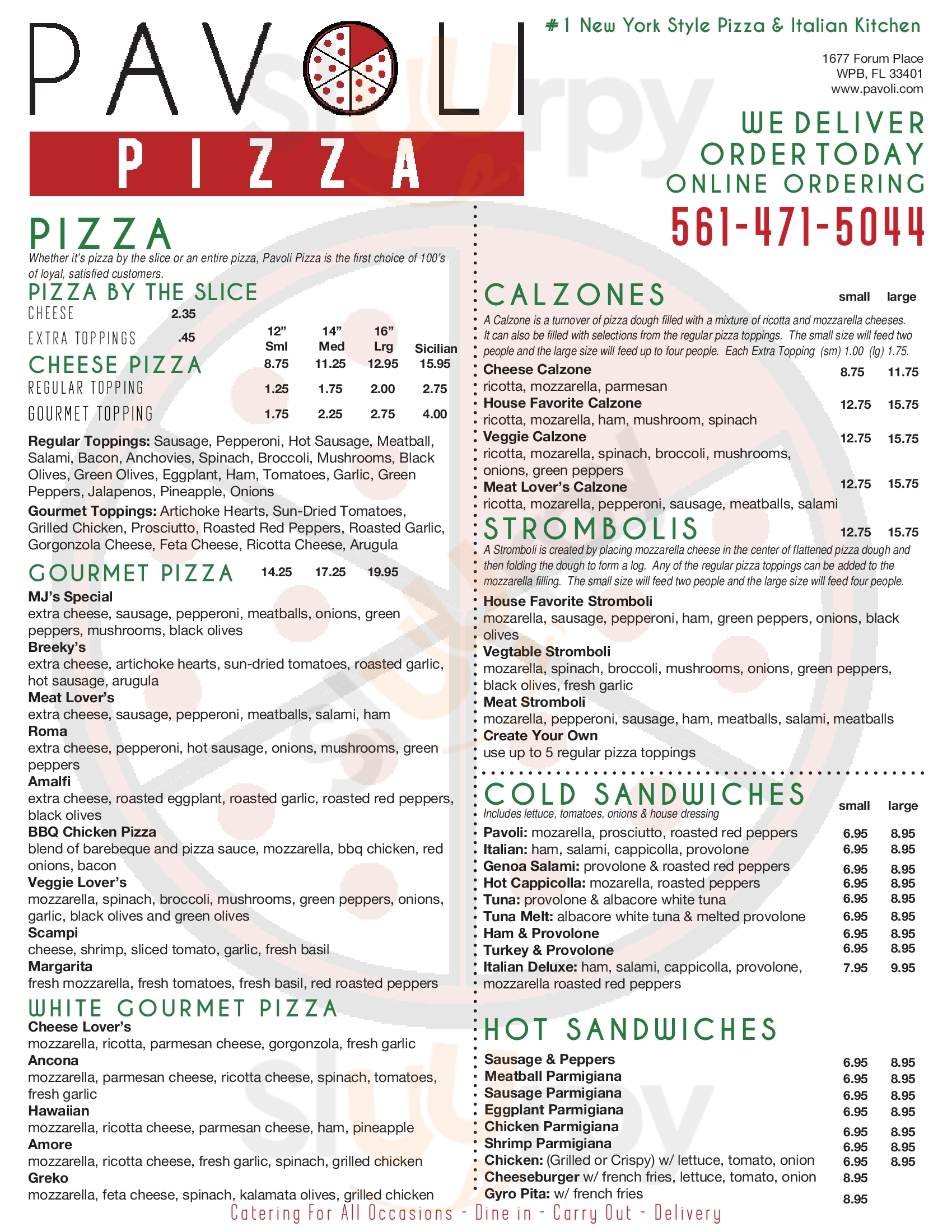 Pavoli Pizza West Palm Beach Menu - 1