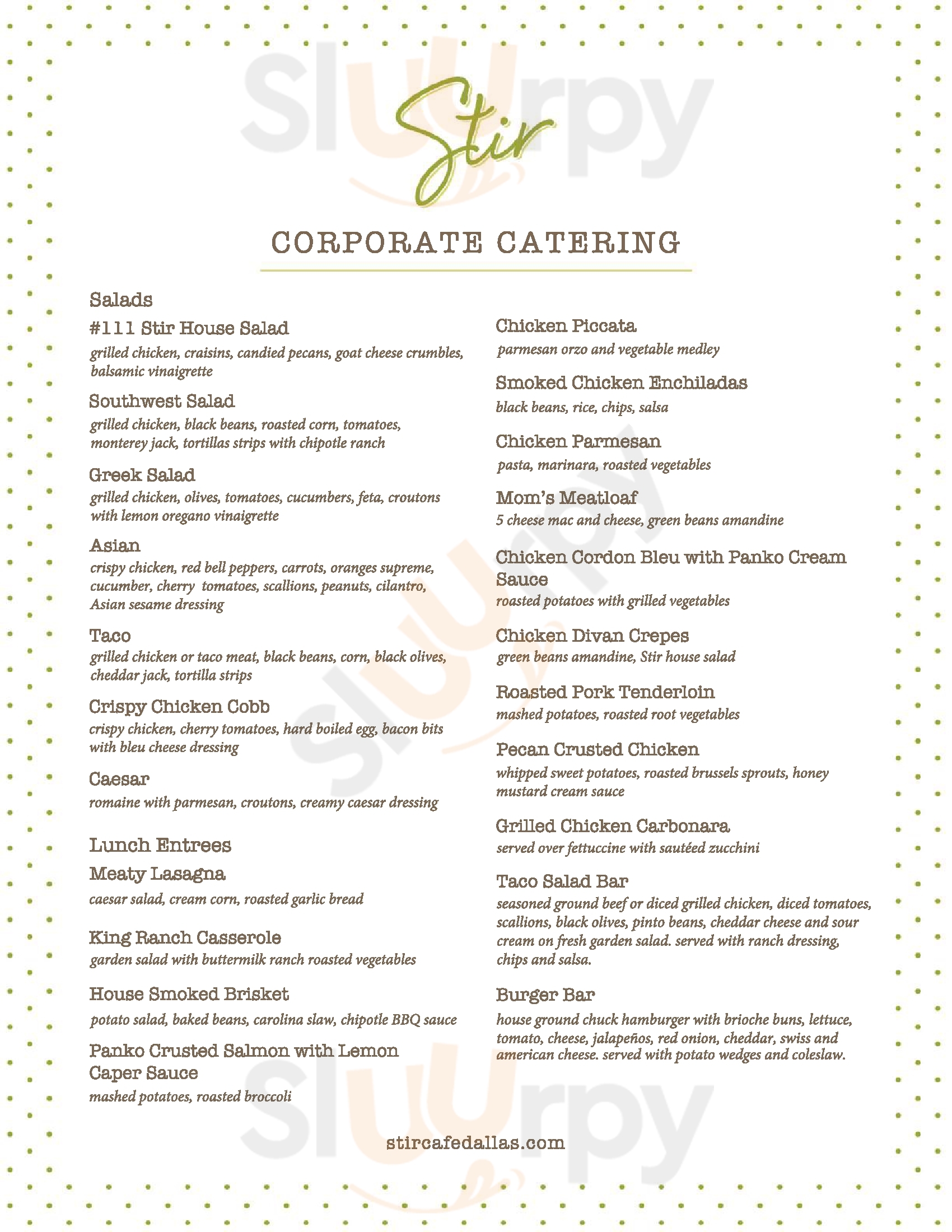 Main Menu - Stir Cafe