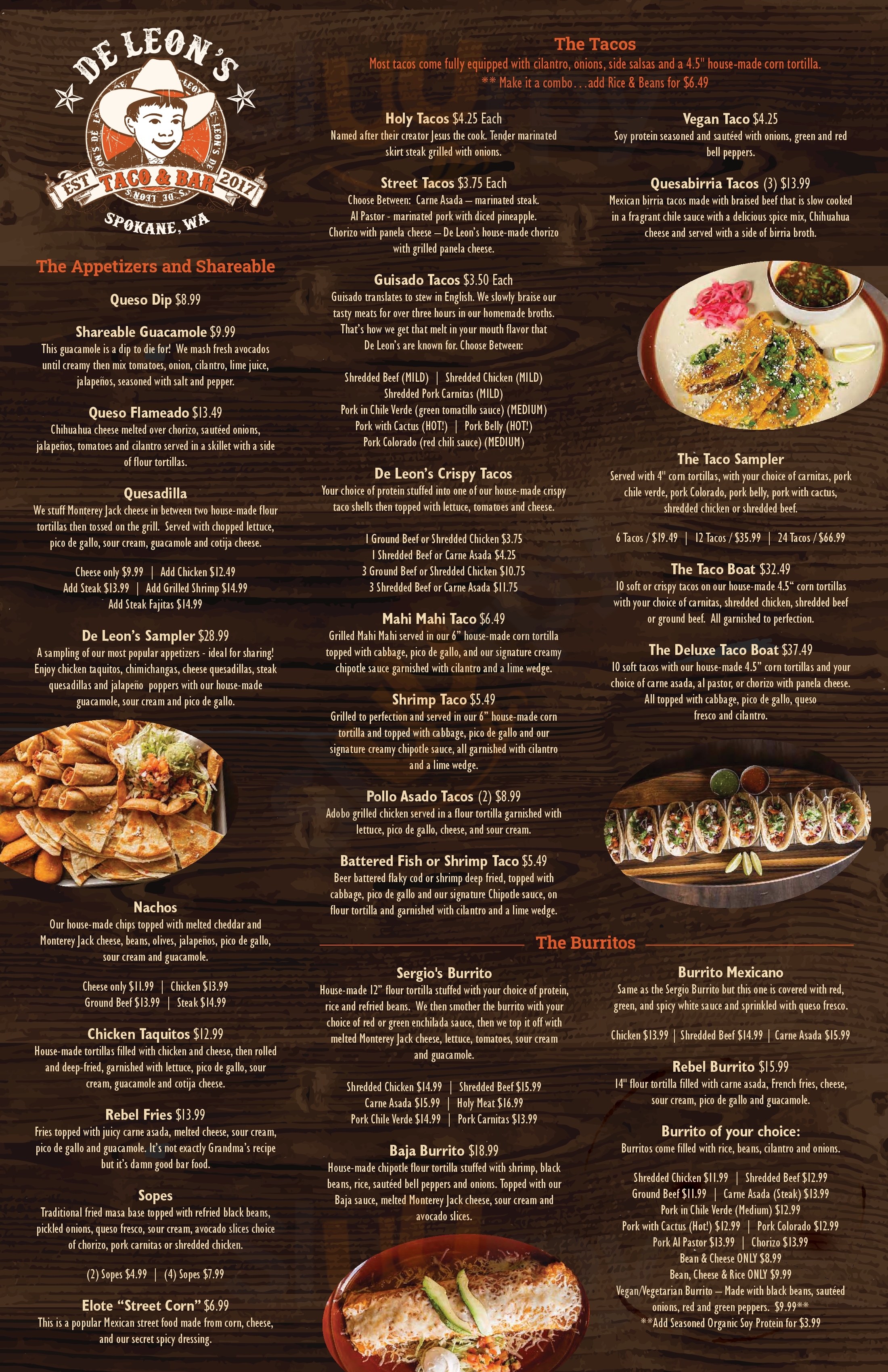 Main Menu - Deleon's Taco & Bar