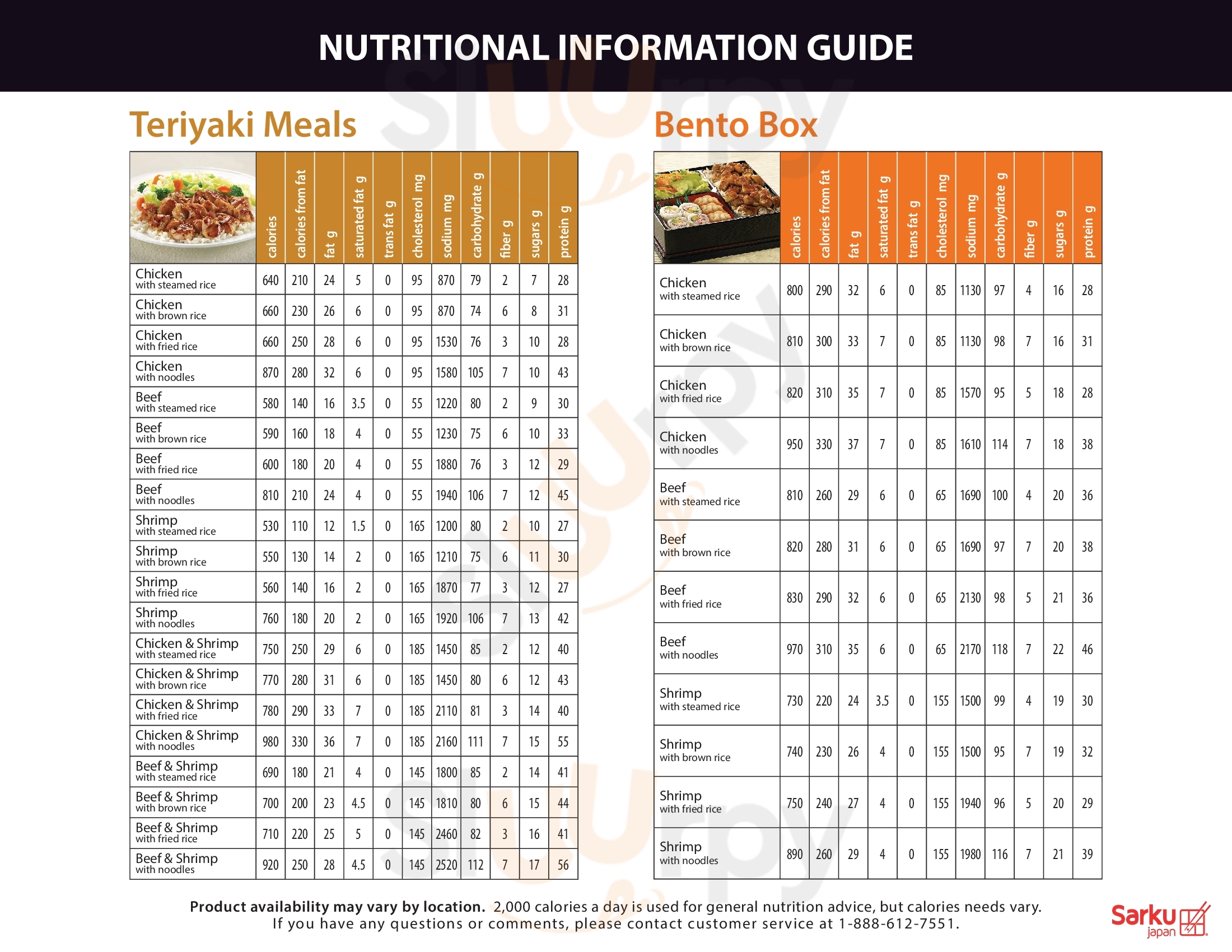 Main Menu - Sarku Japan Teriyaki And Sushi Express