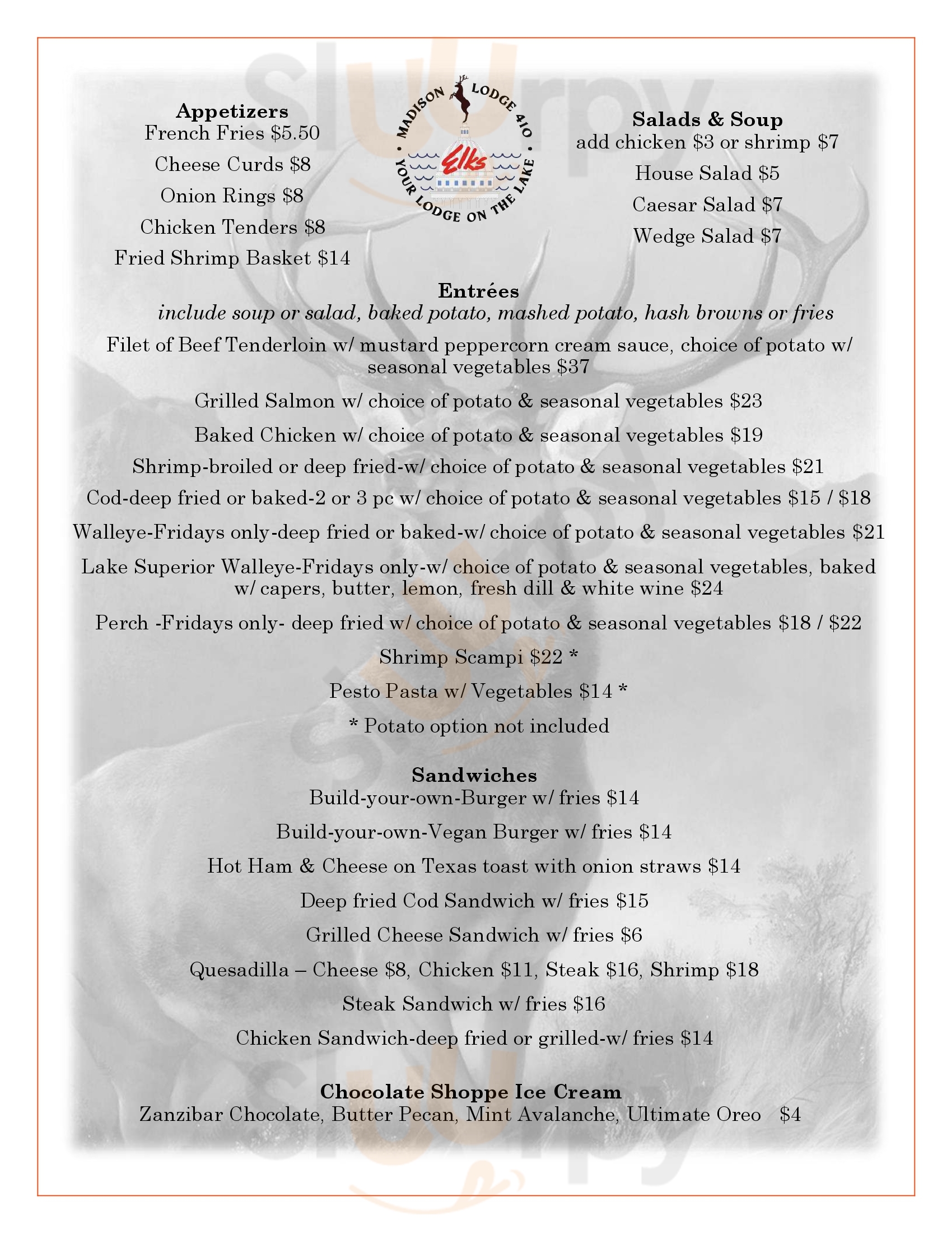 Main Menu - Elk Lodge #410