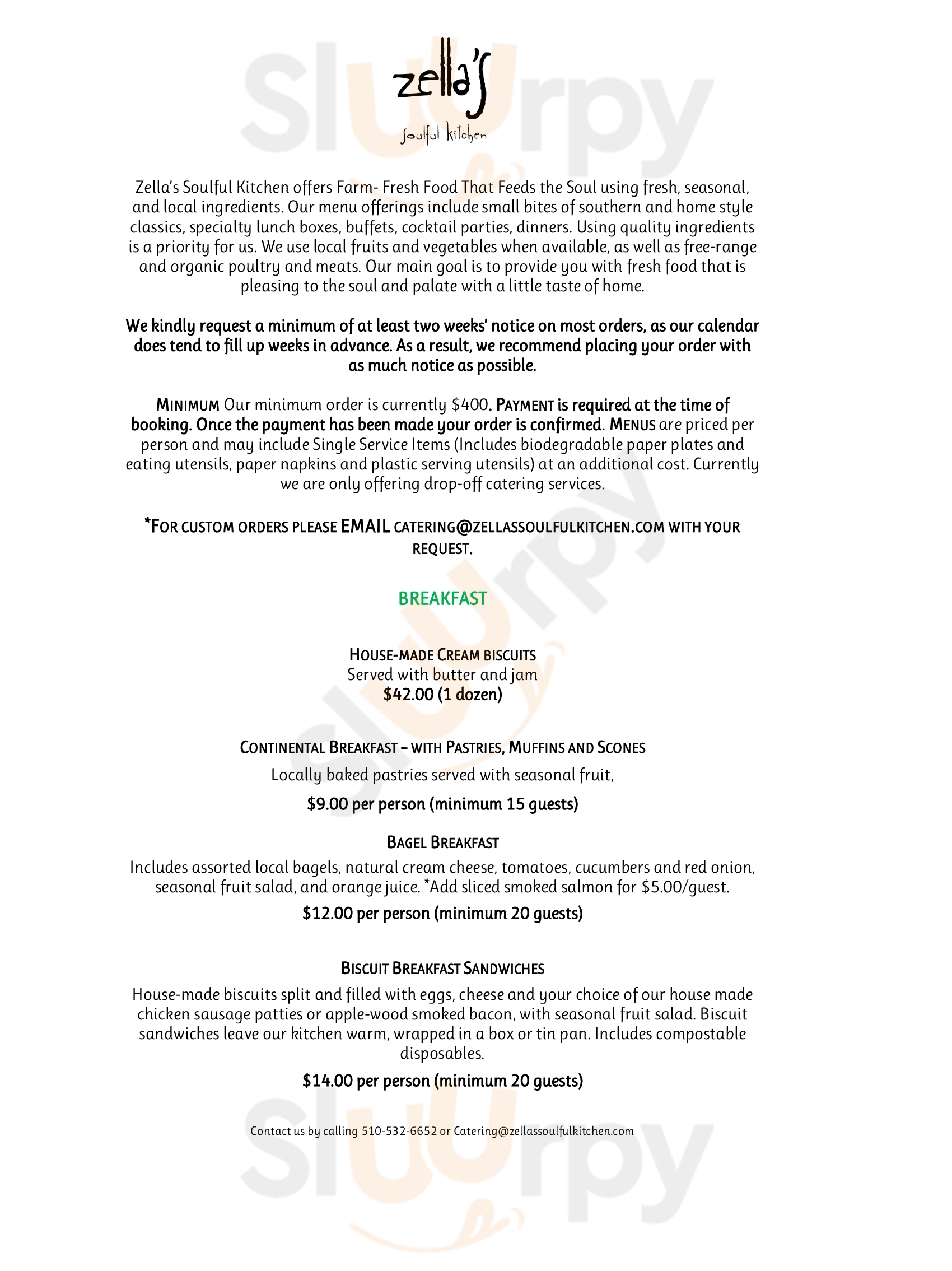 Main Menu - Zella's Soulful Kitchen