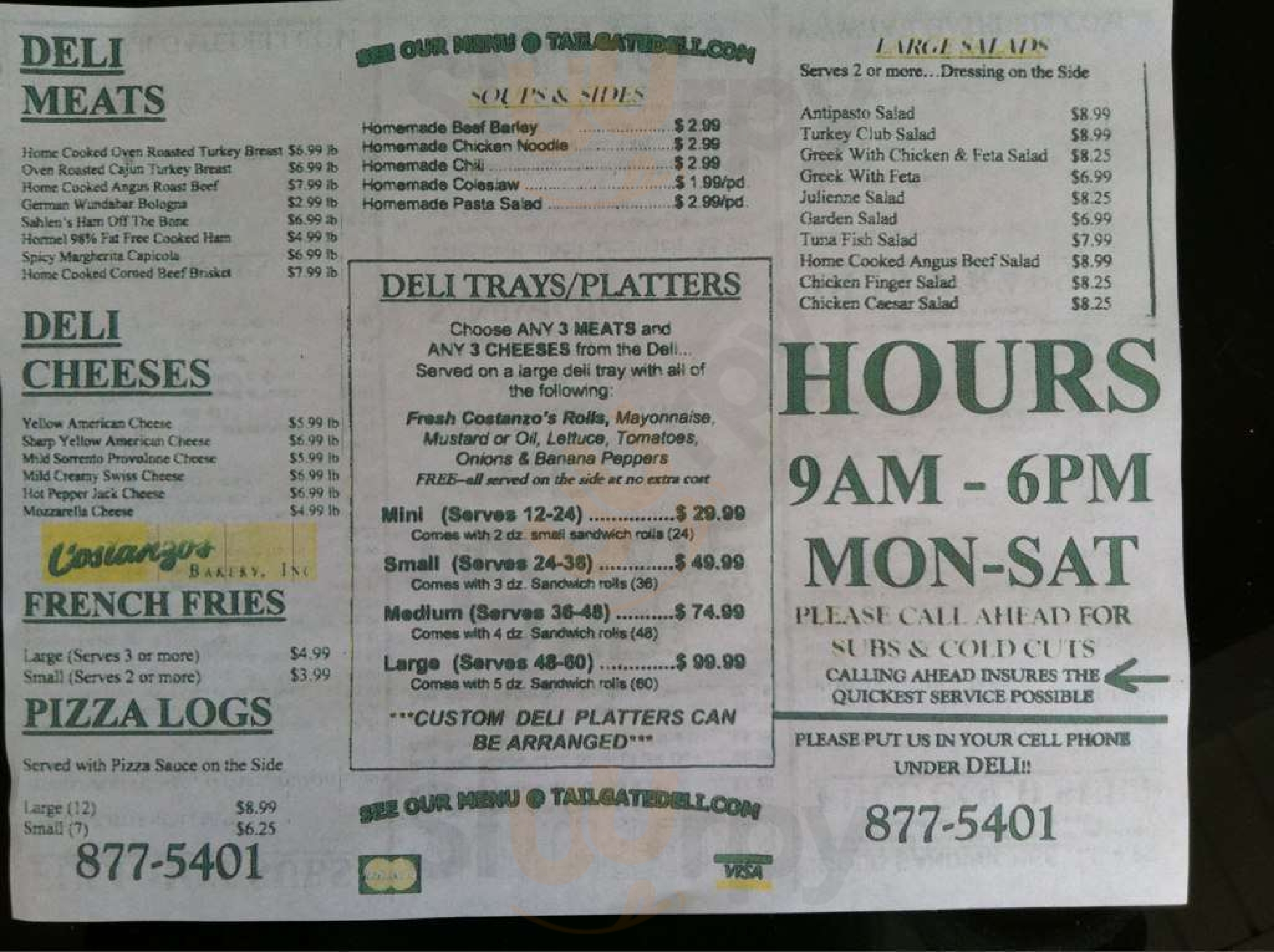 Main Menu - Tail Gate Deli