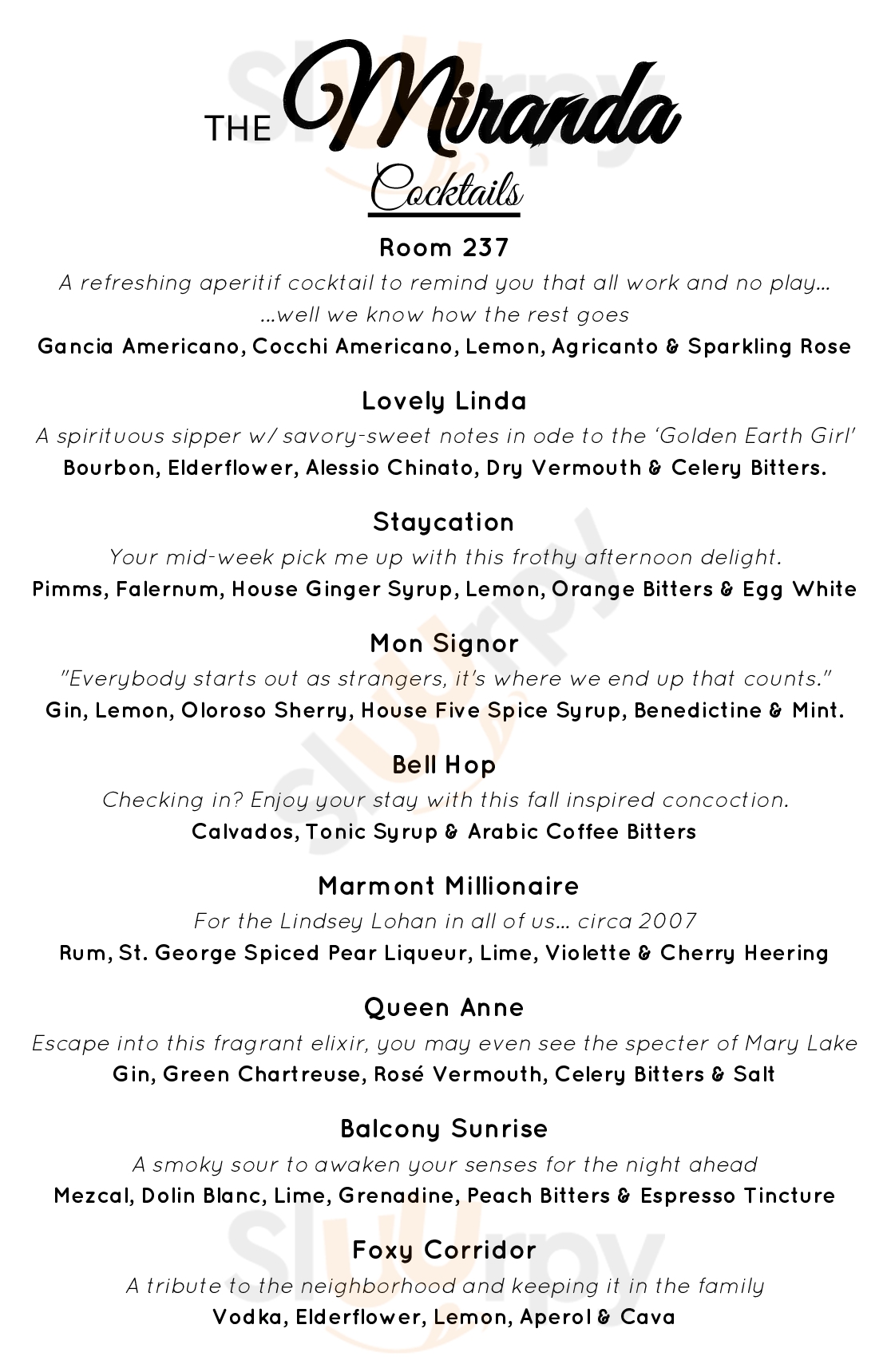 Main Menu - The Miranda