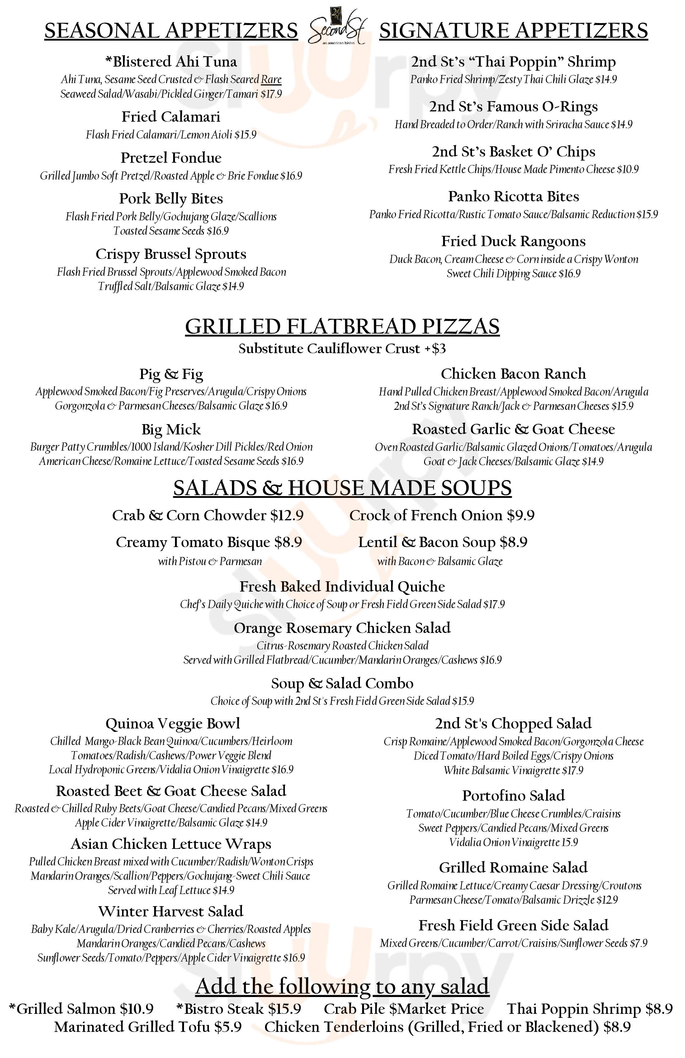 Second Street American Bistro Newport News Menu - 1