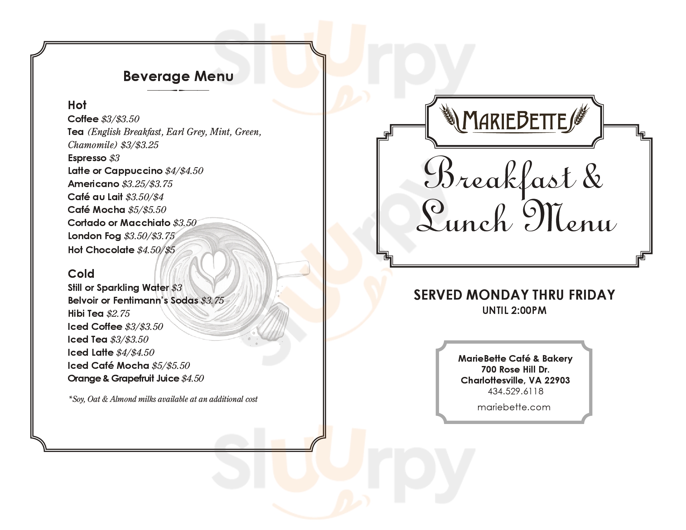 Main Menu - Mariebette Cafe And Bakery