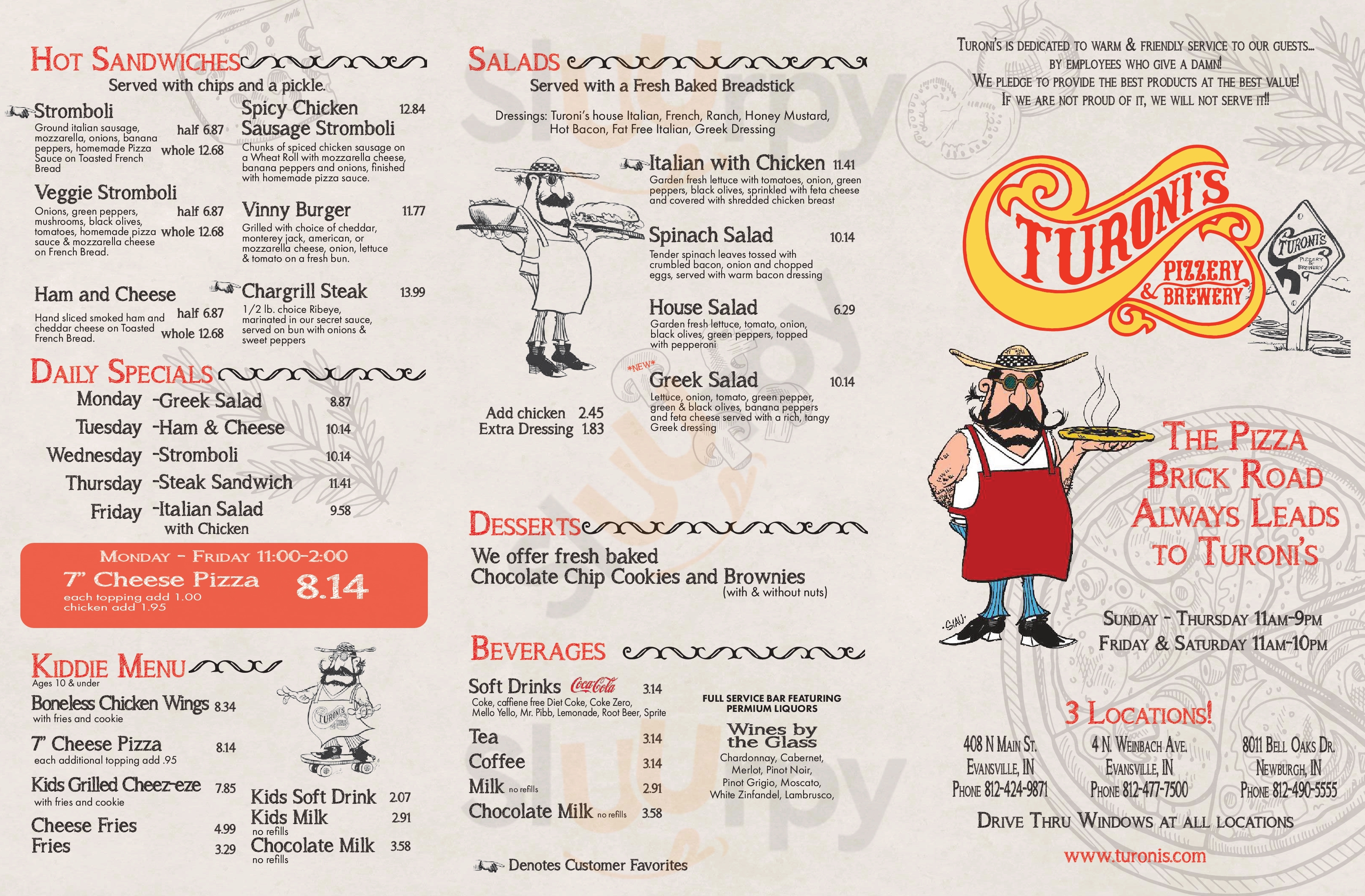 Main Menu - Turoni's Pizzery And Brewery
