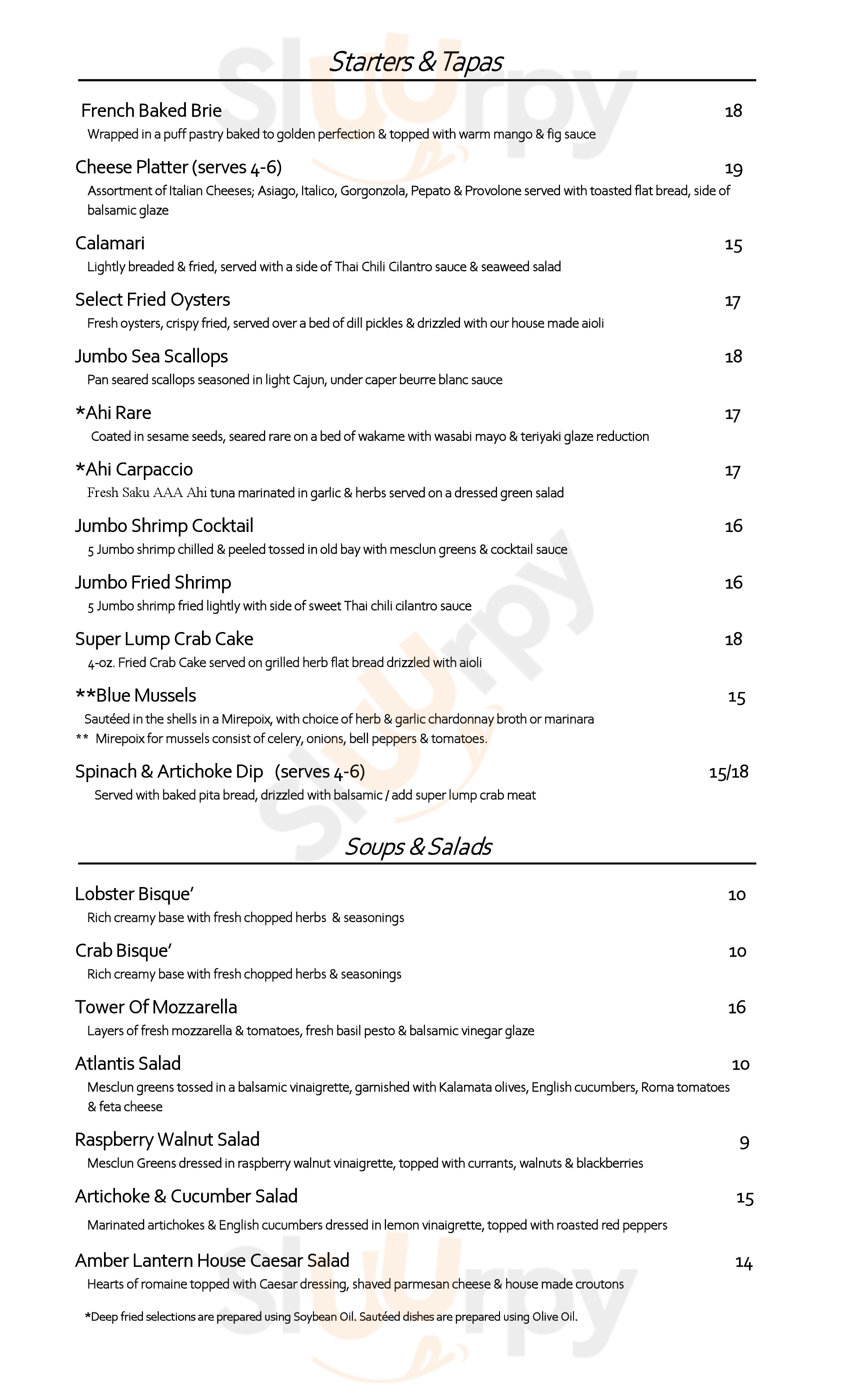 Amber Lantern Restaurant Chesapeake Menu - 1