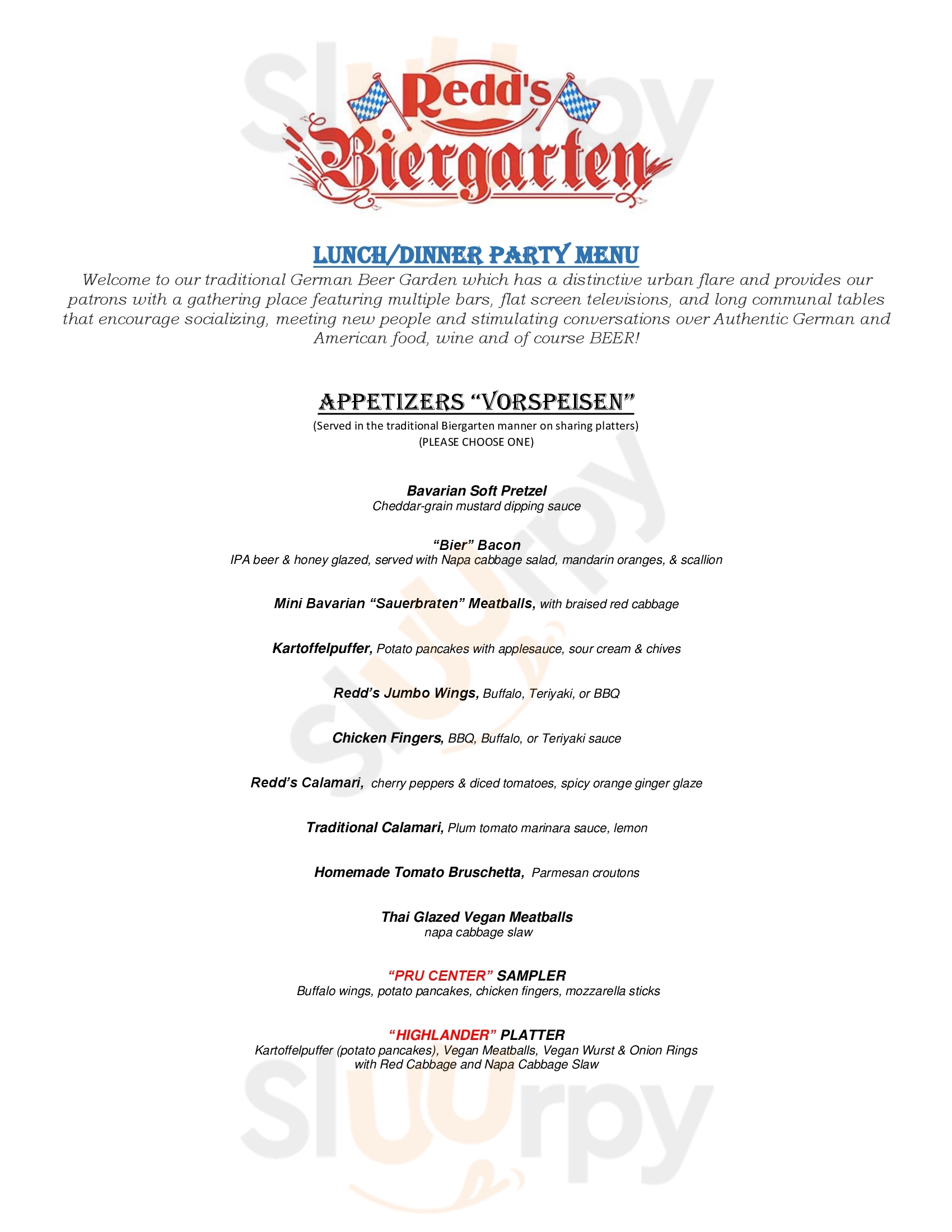 Main Menu - Redd's Biergarten