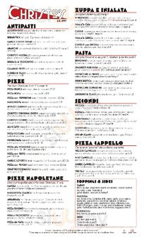 Christos Pizzeria menu