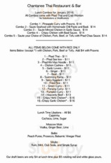 Chantanee Thai Restaurant & Bar menu