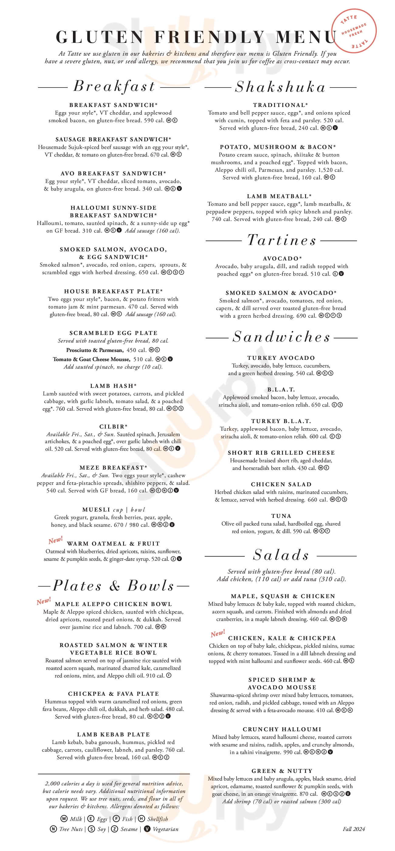 Main Menu - Tatte Bakery & Cafe