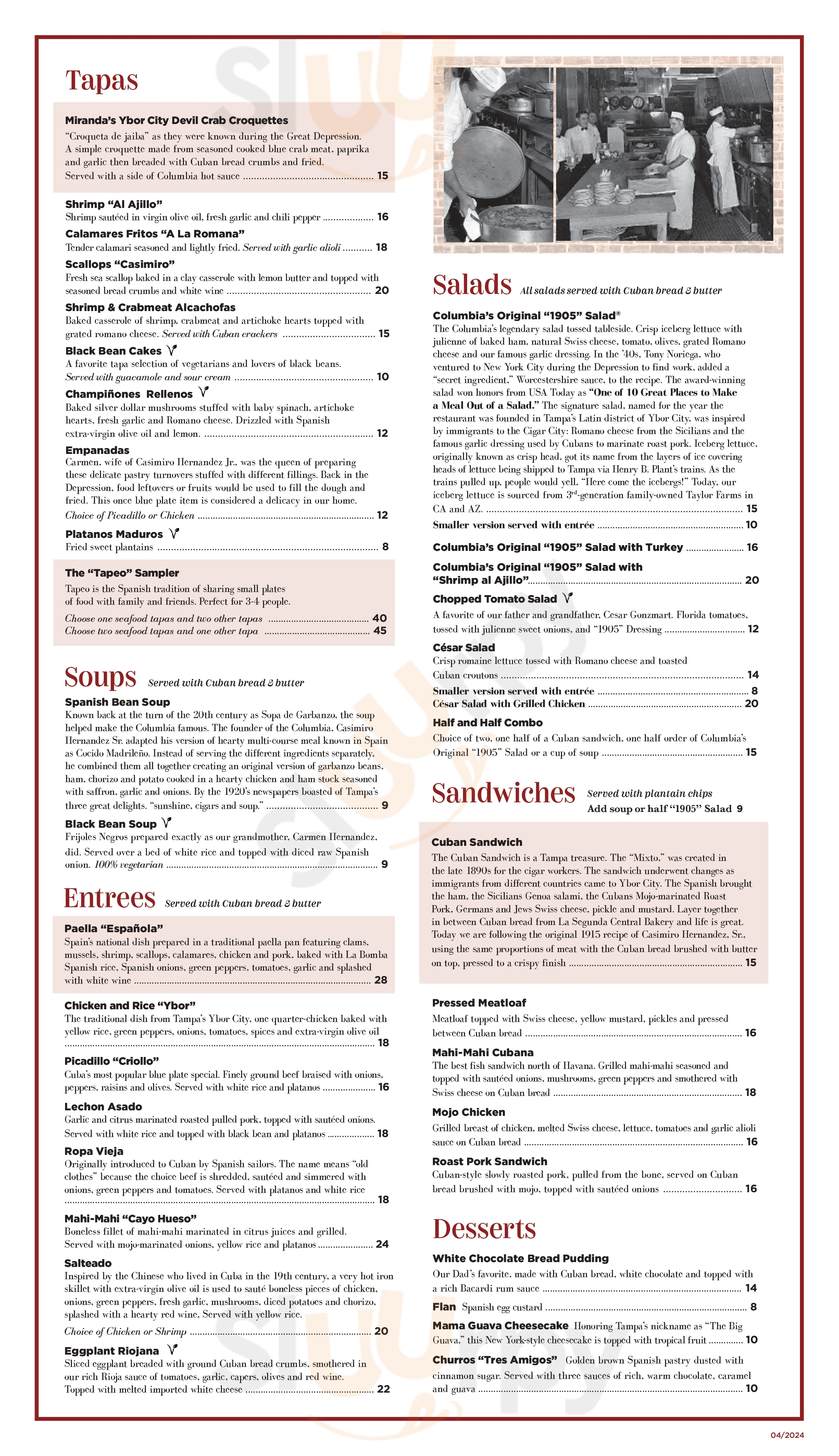 Main Menu - Columbia Restaurant