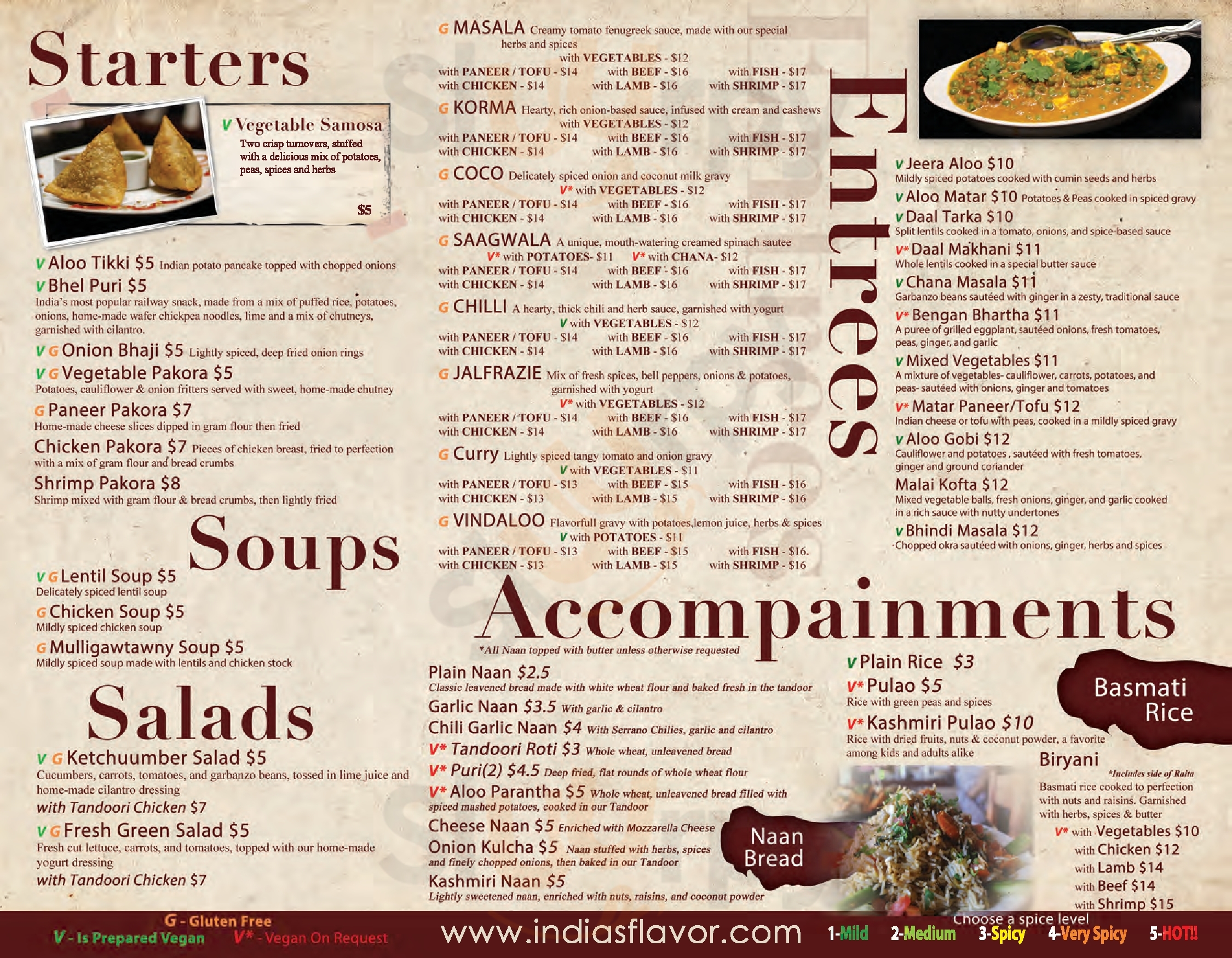 Main Menu - India's Flavor