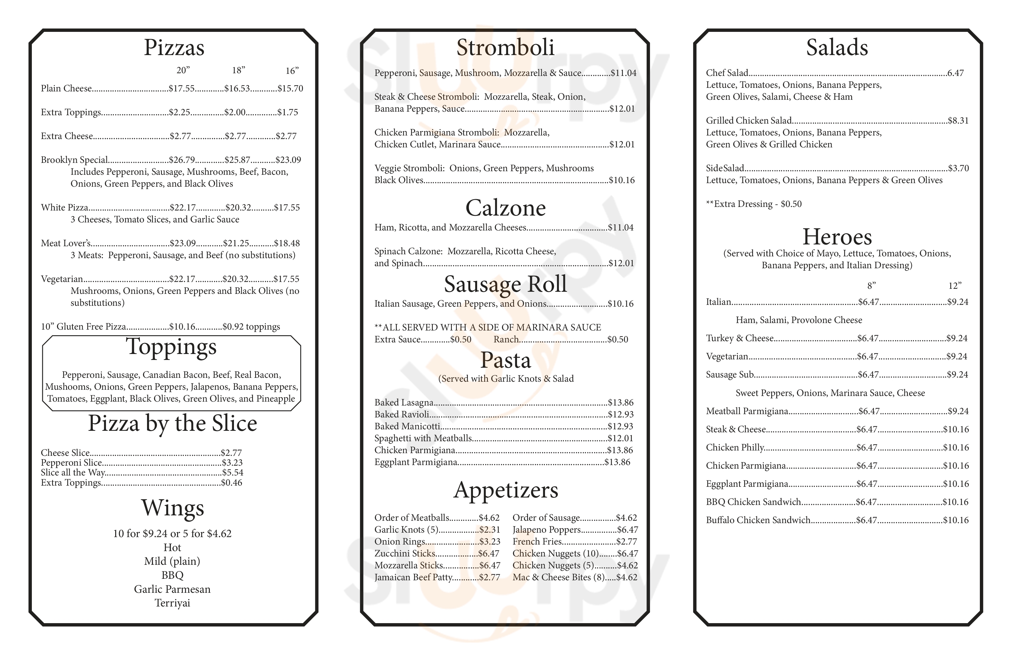 Main Menu - Brooklyn Pizza