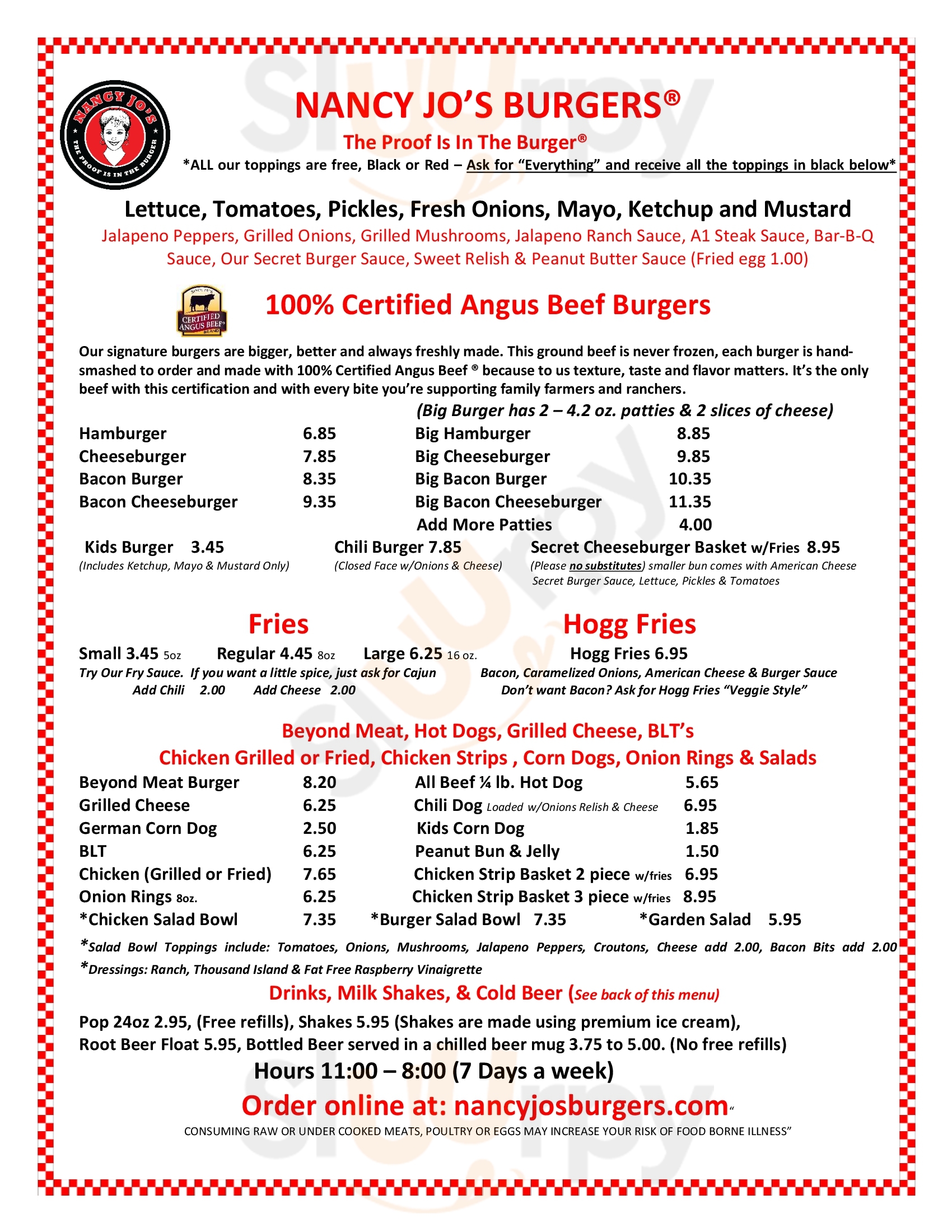 Main Menu - Nancy's Burgers & Fries