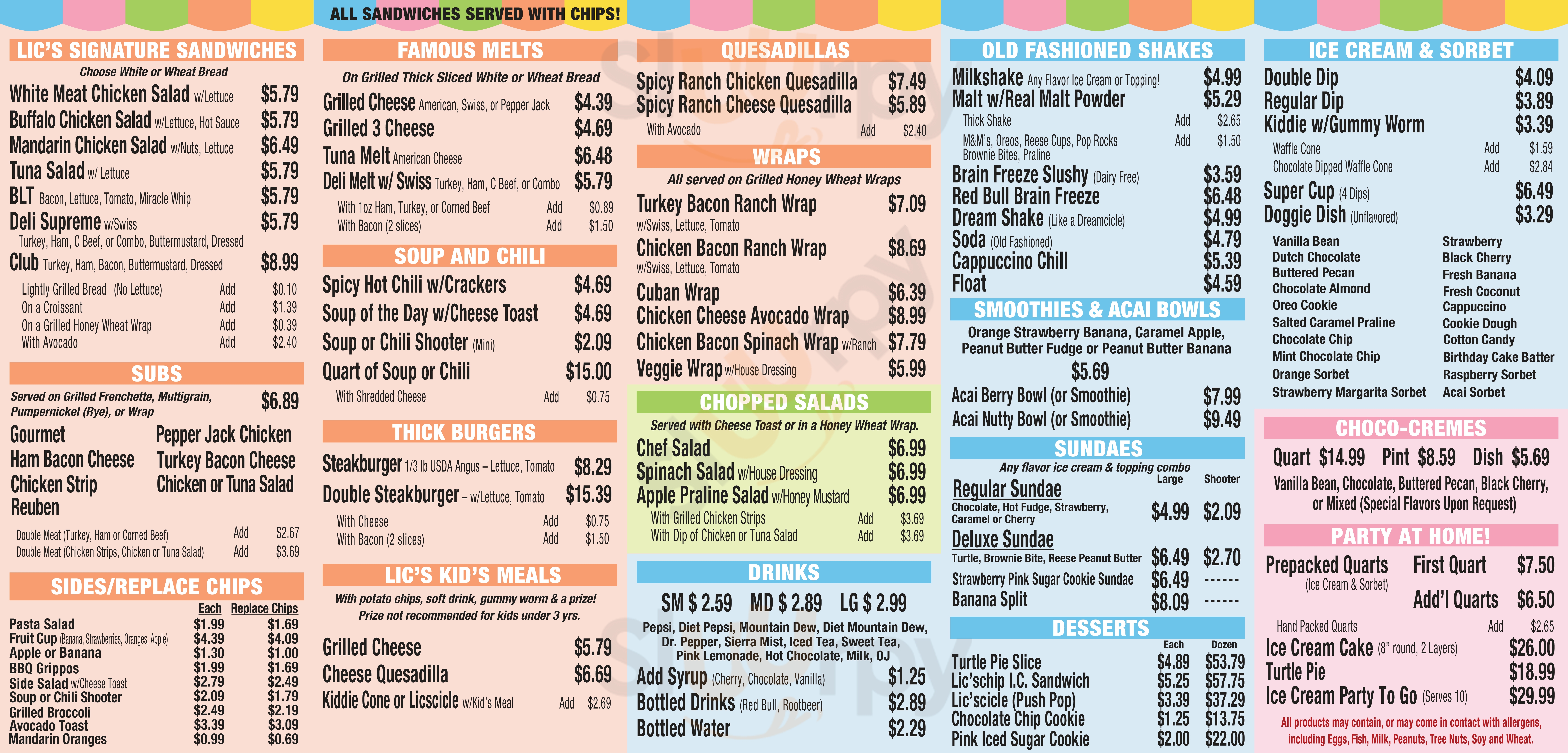 Lic's Deli And Ice Cream Evansville Menu - 1