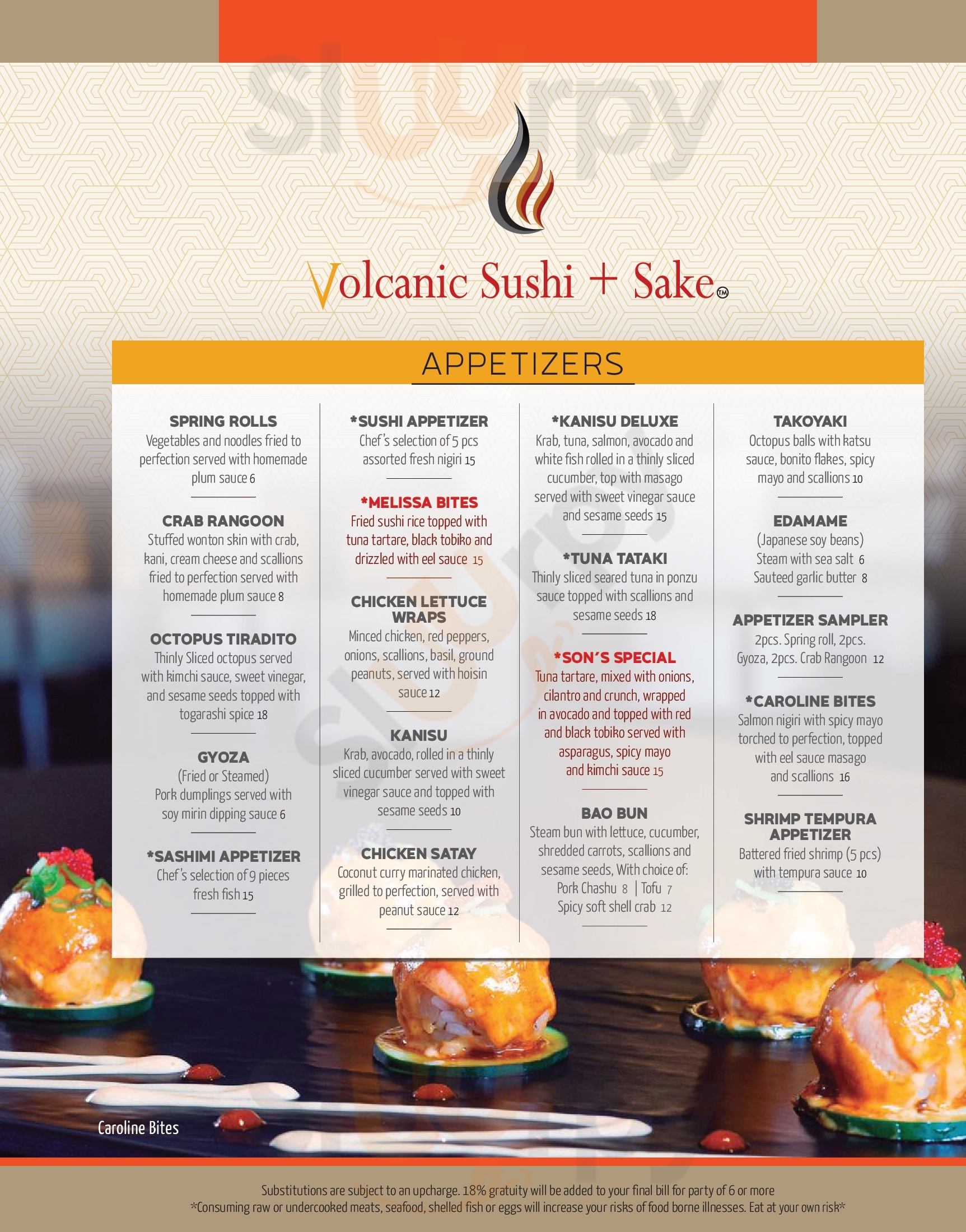 Main Menu - Volcanic Sushi + Sake