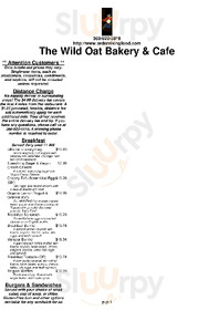 The Wild Oat Bakery & Cafe menu