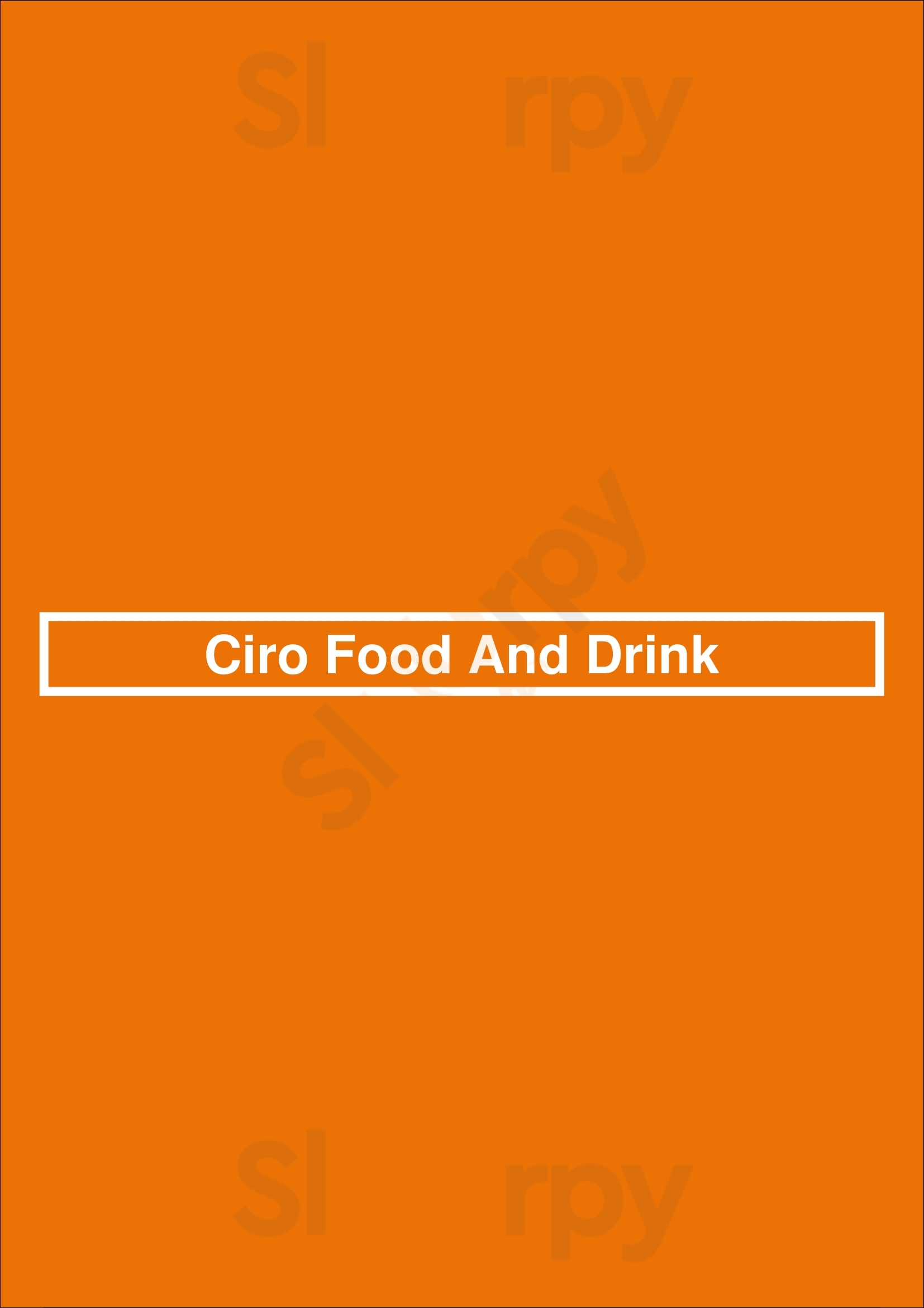 Main Menu - Ciro Food And Drink