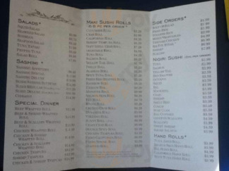Kyoto Japense Cuisine menu