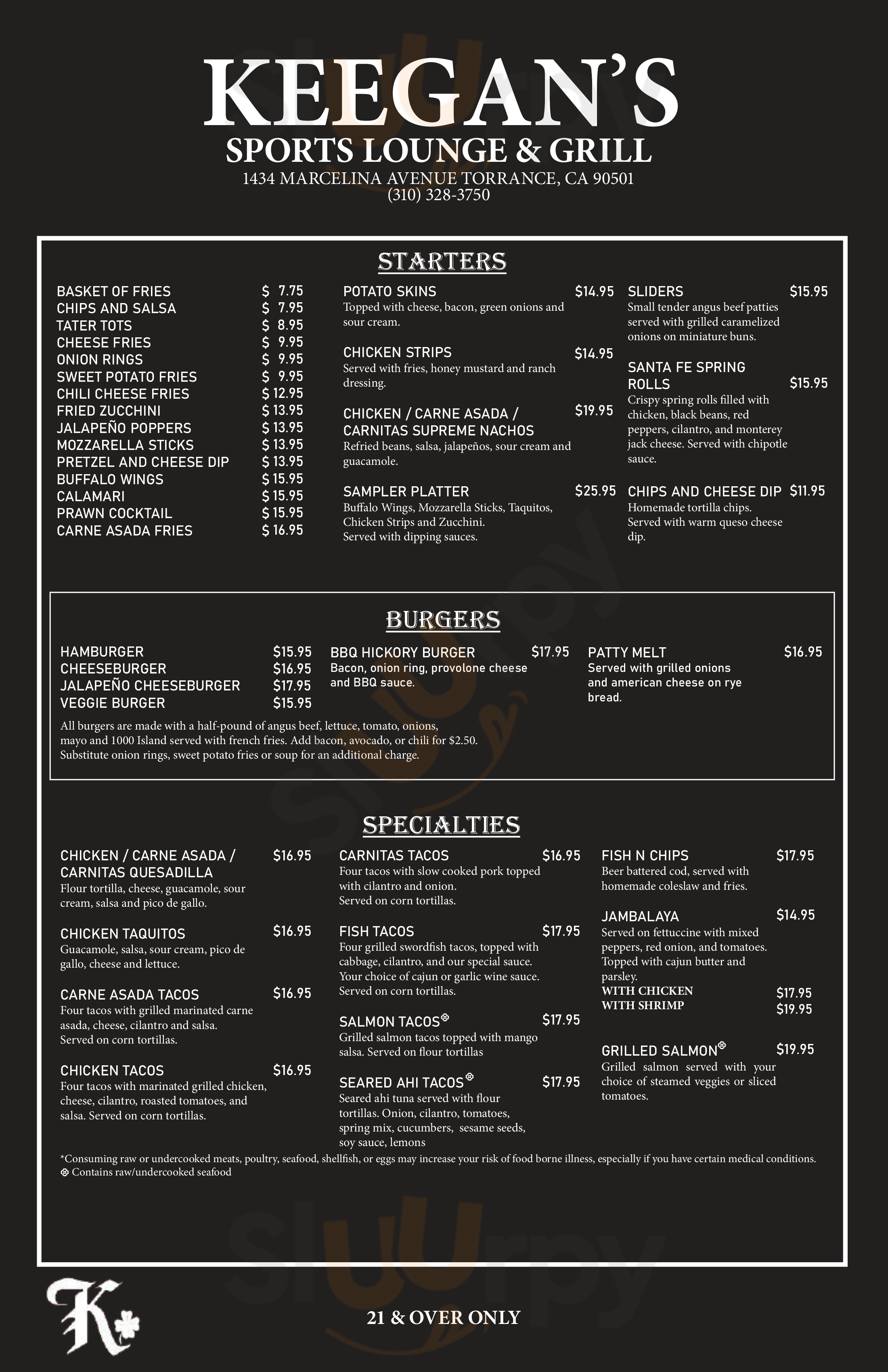 Keegan's Pub Torrance Menu - 1