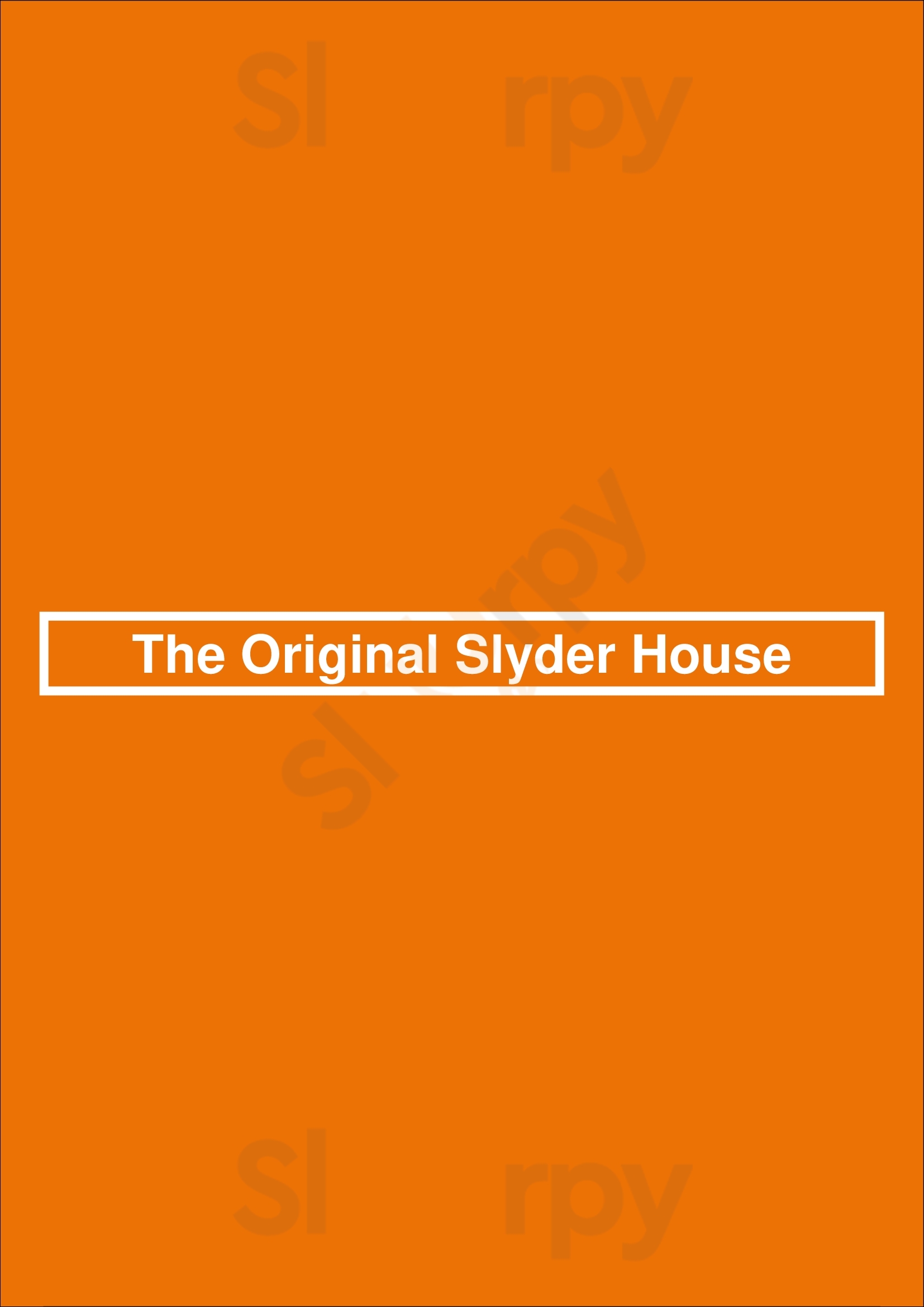 The Original Slyder House Glendale Menu - 1