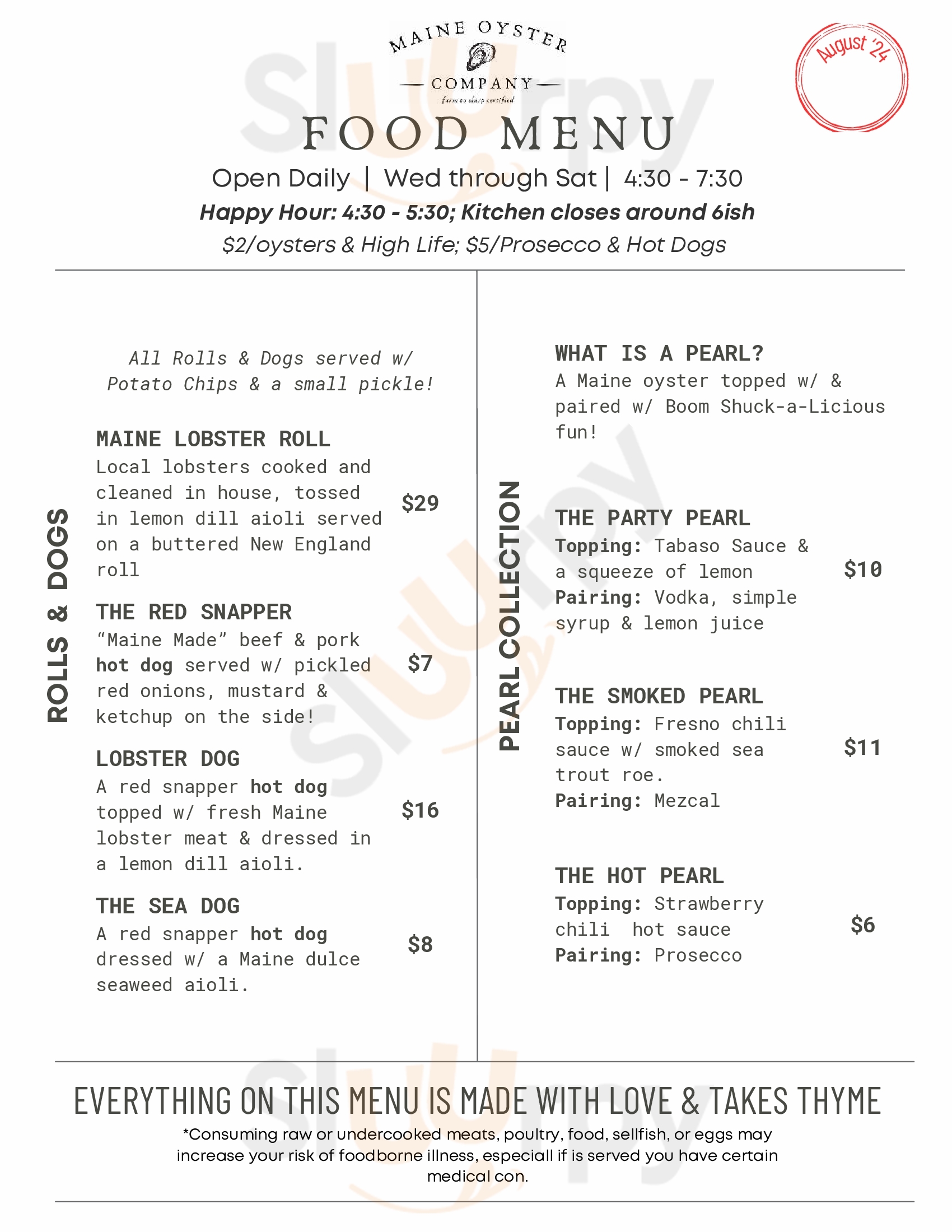 Main Menu - Maine Oyster Company