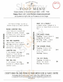 Maine Oyster Company menu