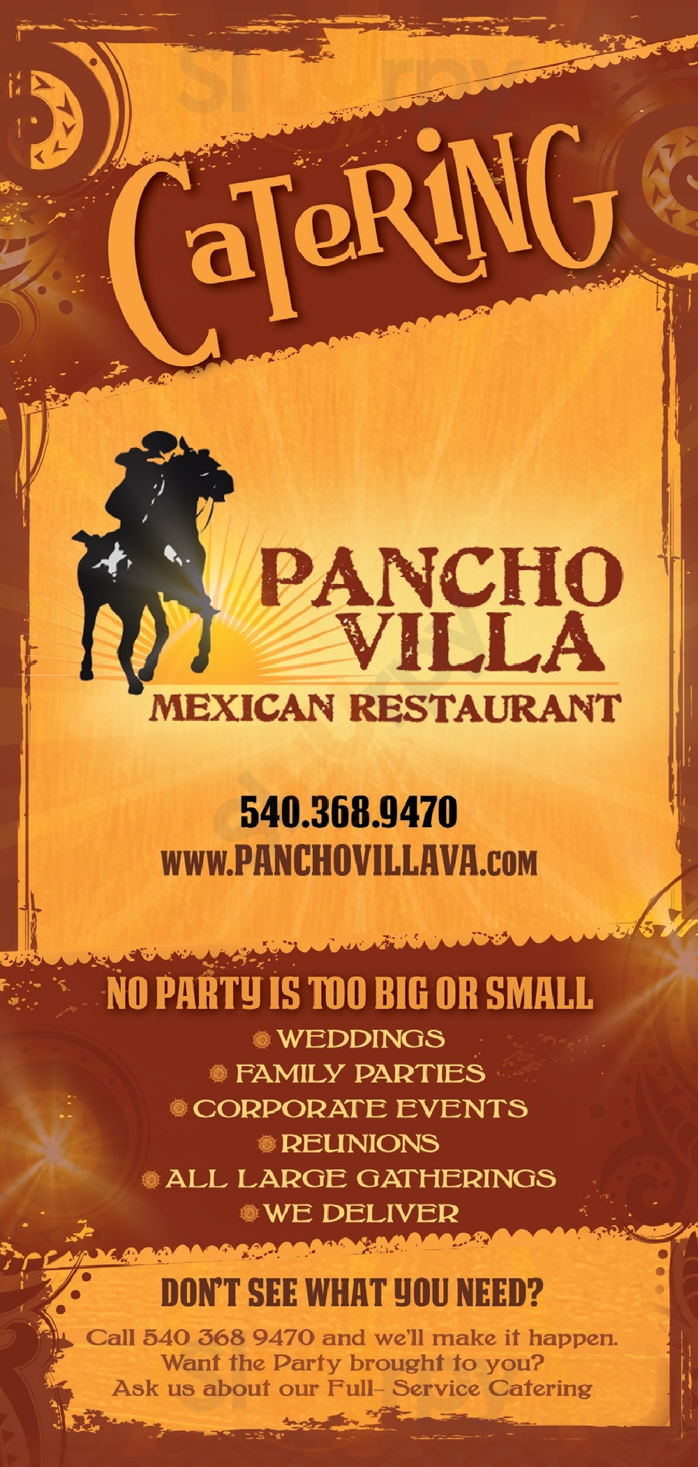 Pancho Villa Mexican Reastruant Fredericksburg Menu - 1