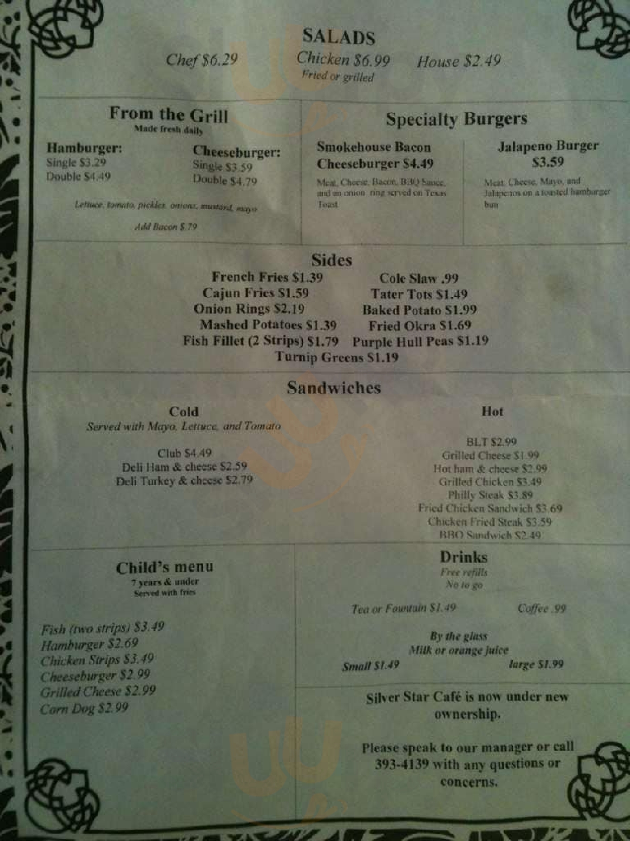 Main Menu - Elsie's Silver Star Cafe