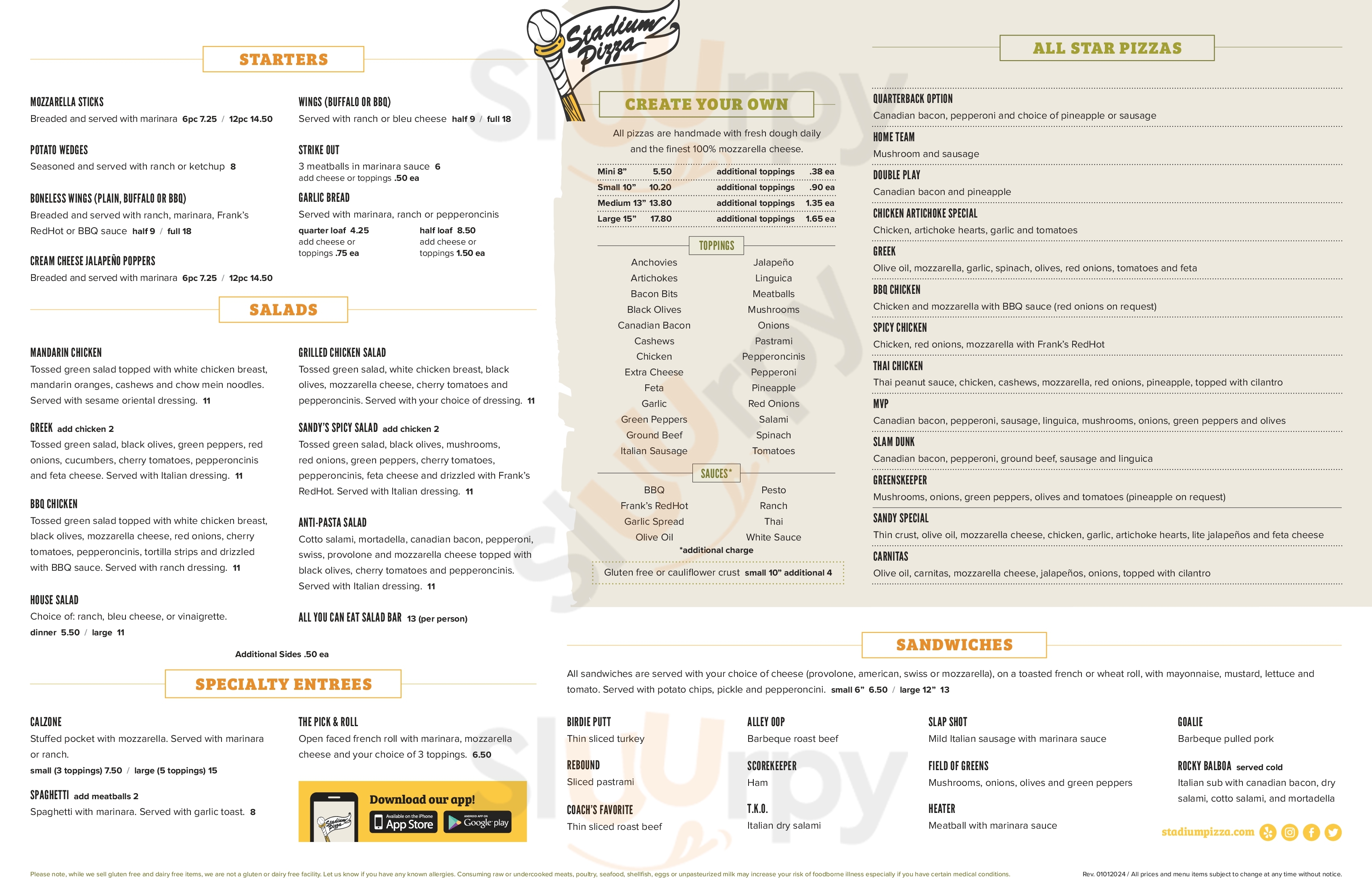 Main Menu - Stadium Pizza