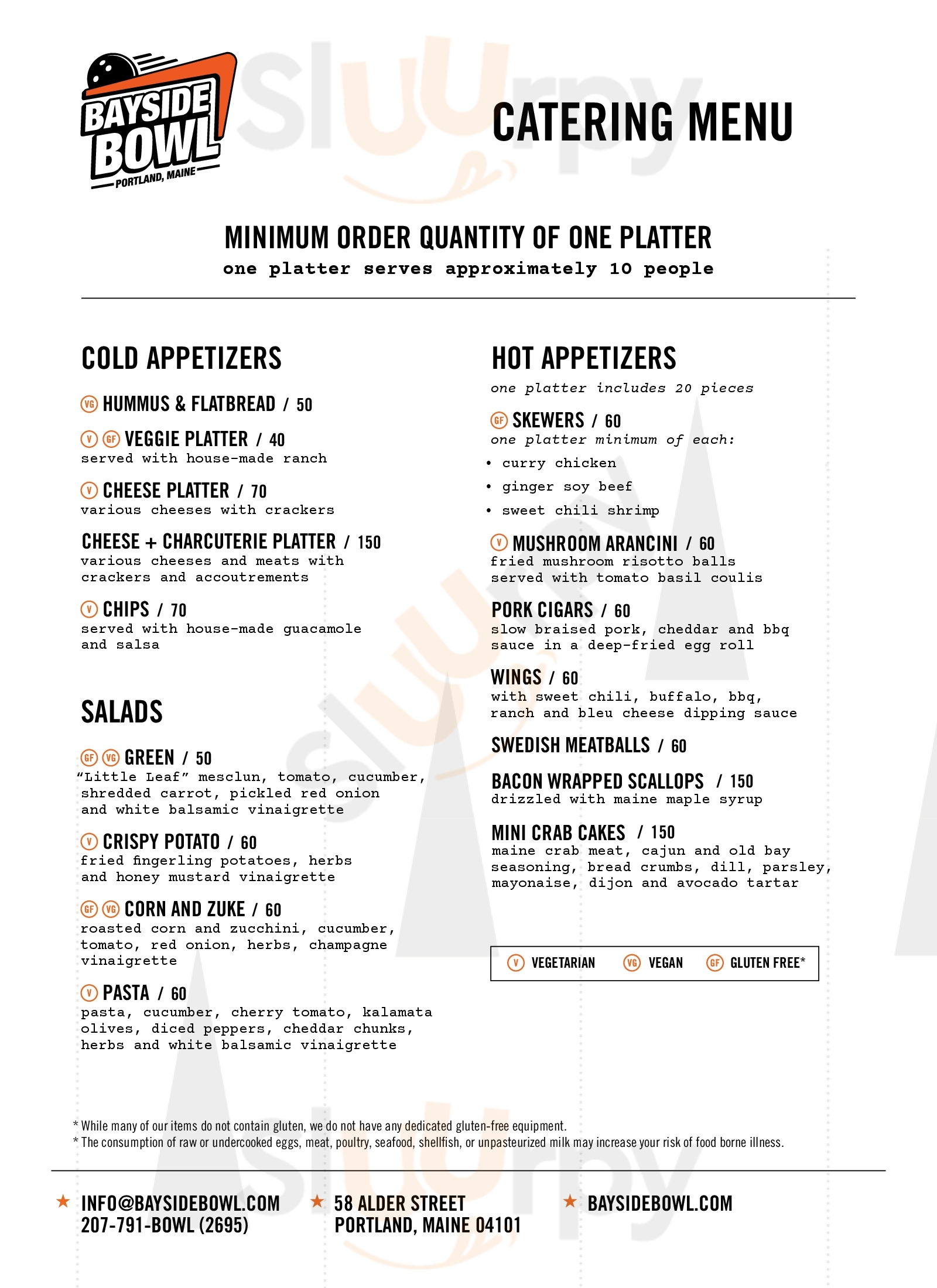 Main Menu - Bayside Bowl