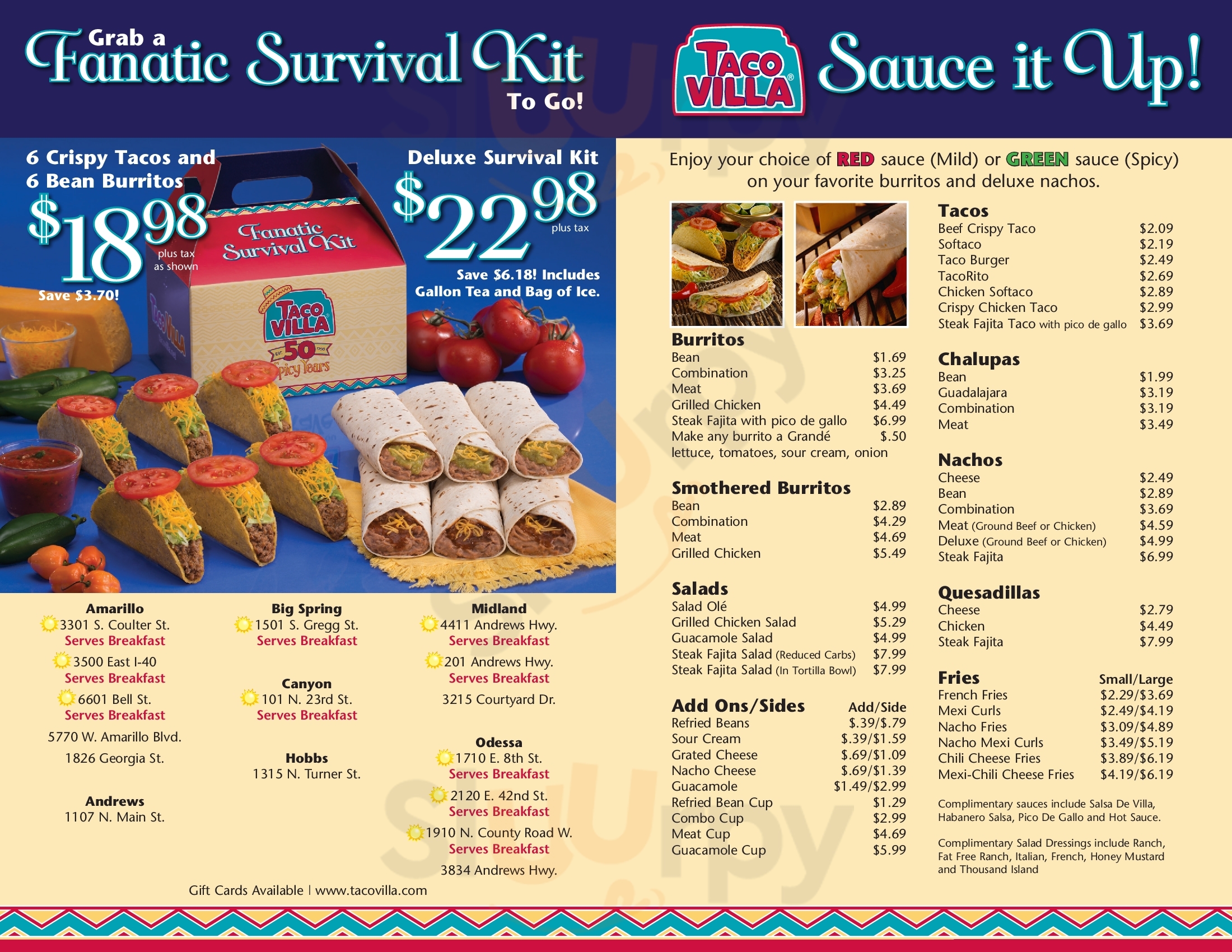 Main Menu - Taco Villa