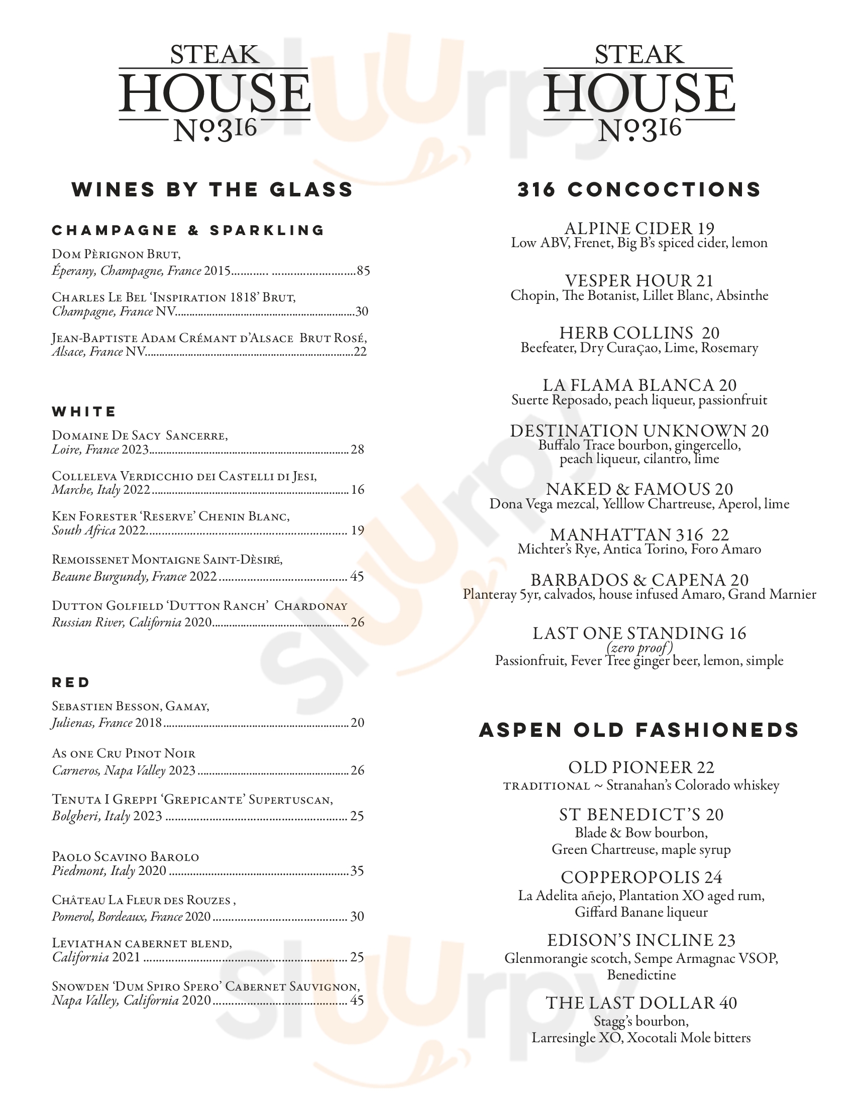 Steakhouse 316 Boulder Menu - 1