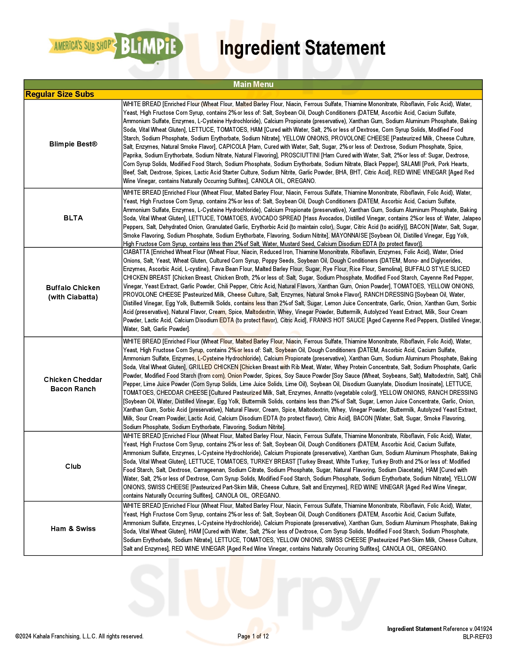 Blimpie Alpharetta Menu - 1