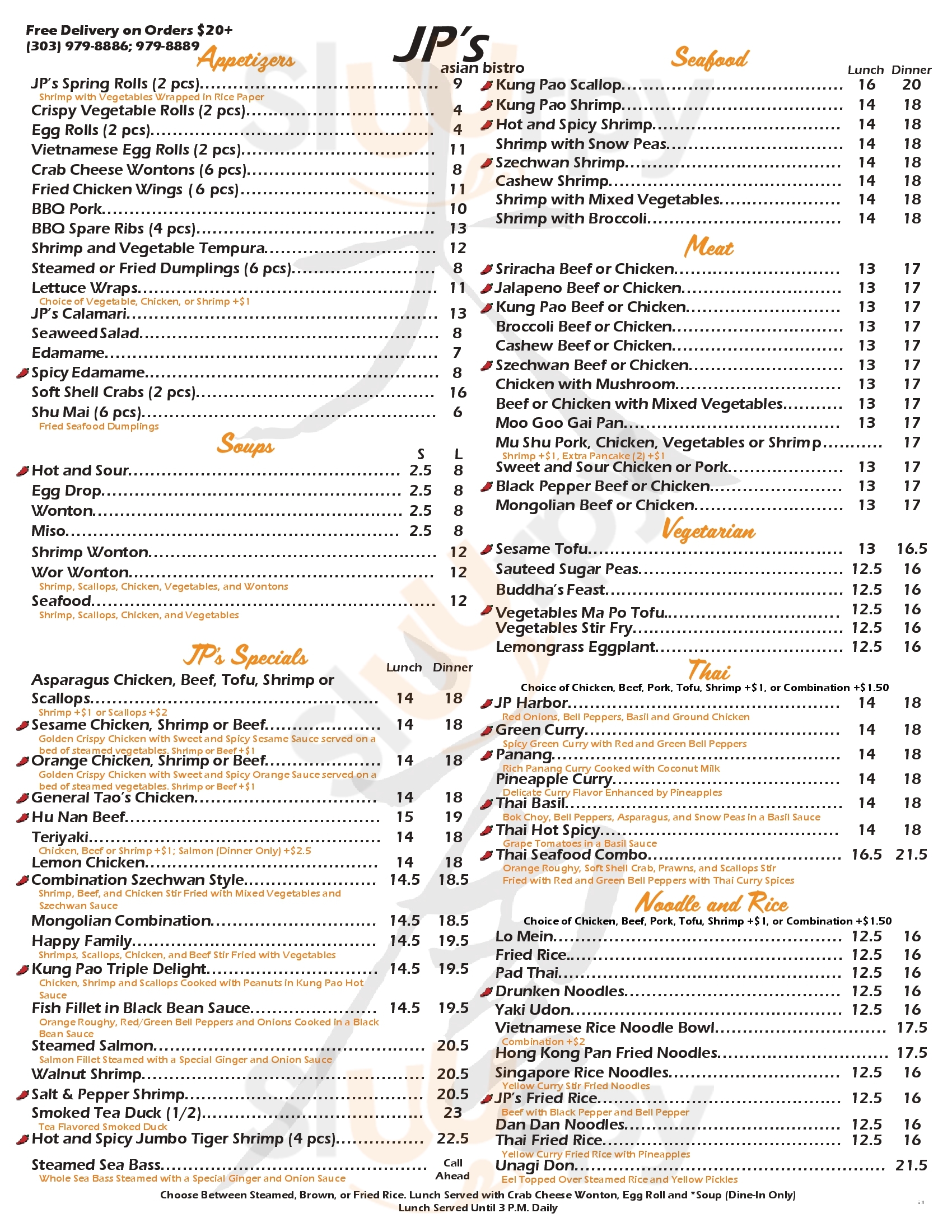 Main Menu - J P Asian Bistro Corp