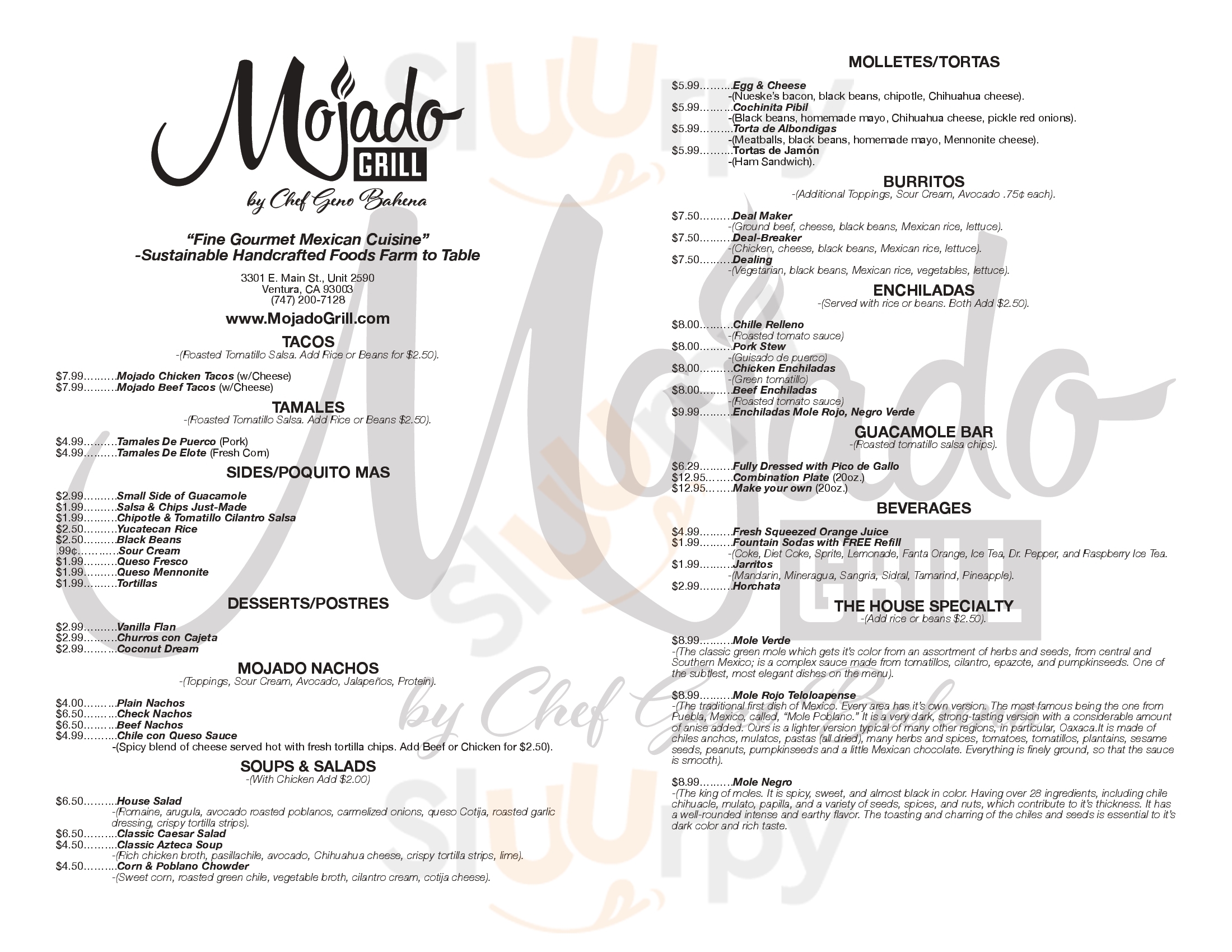 Main Menu - Mojado Grill