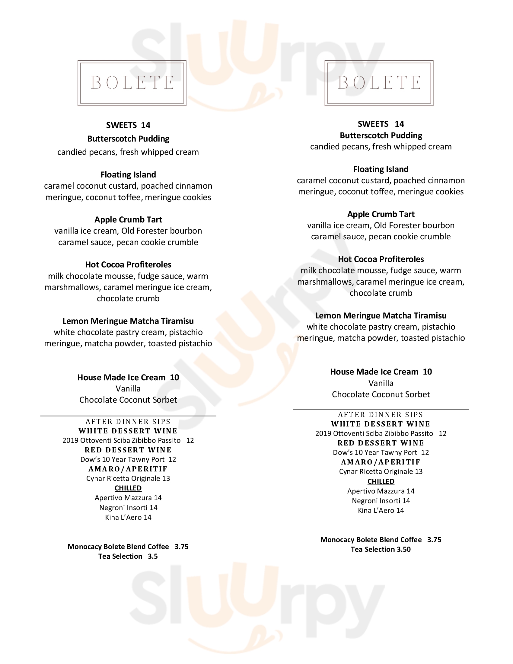 Main Menu - Bolete Restaurant And Inn