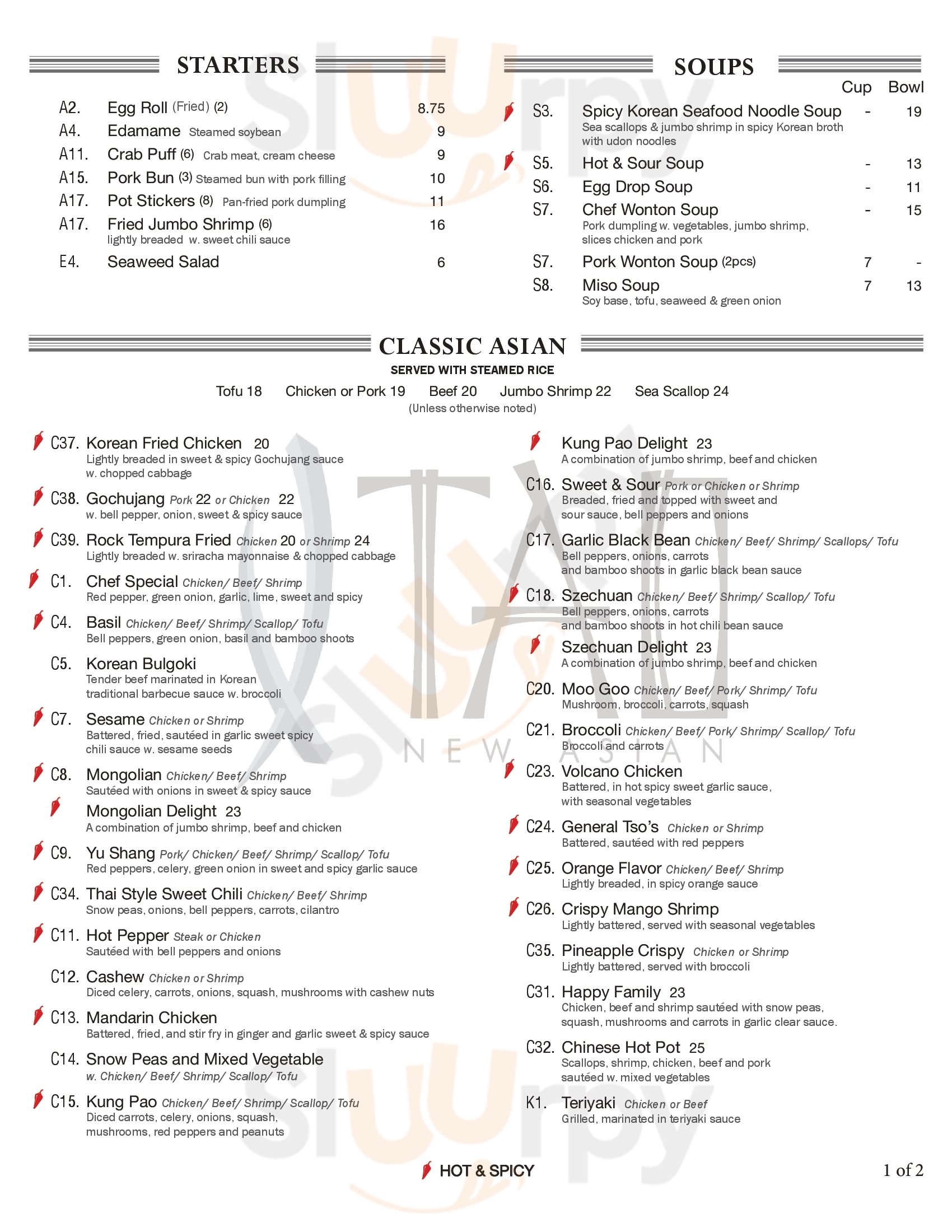 Main Menu - Tao New Asian