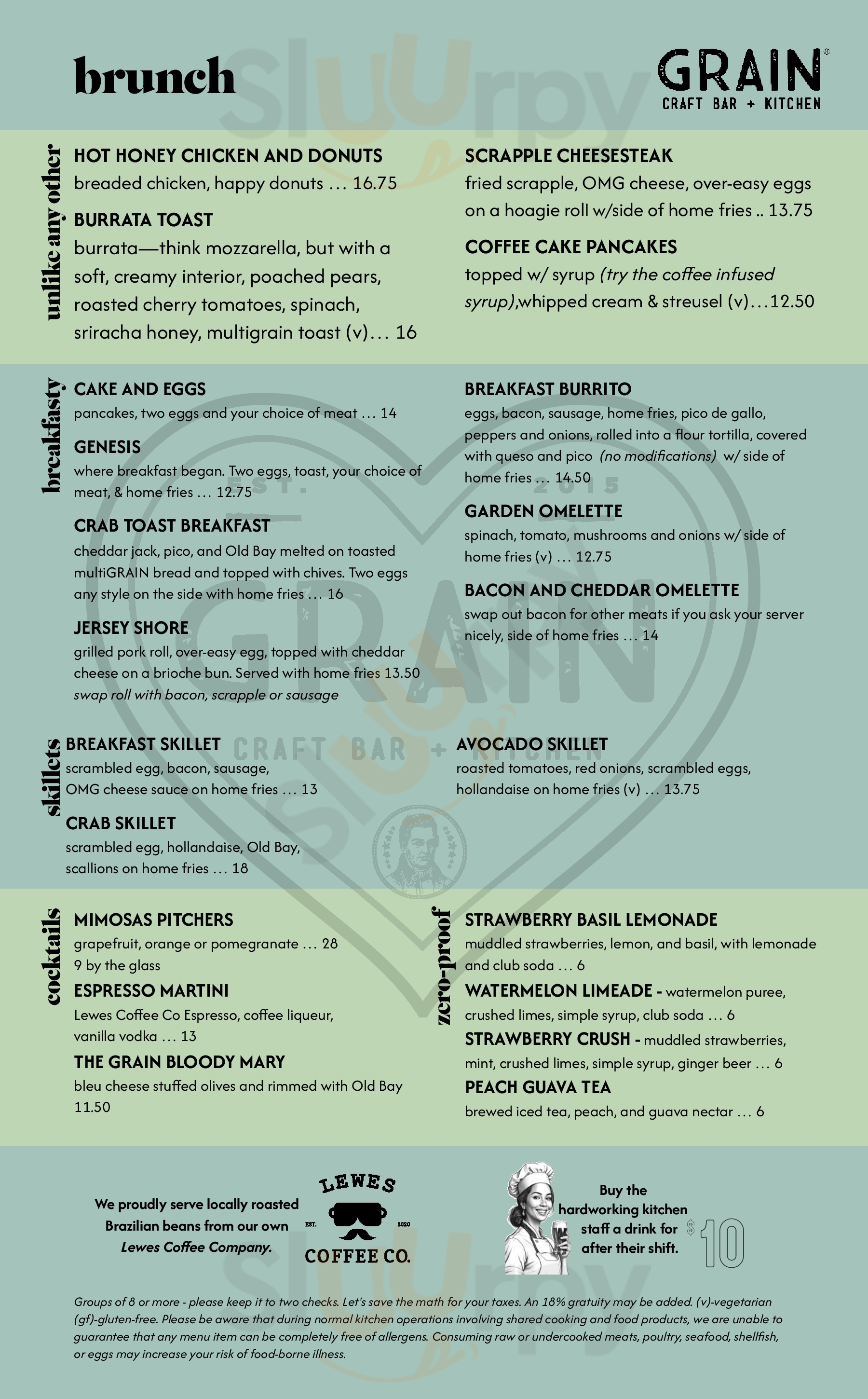 Main Menu - Grain Craft Bar + Kitchen