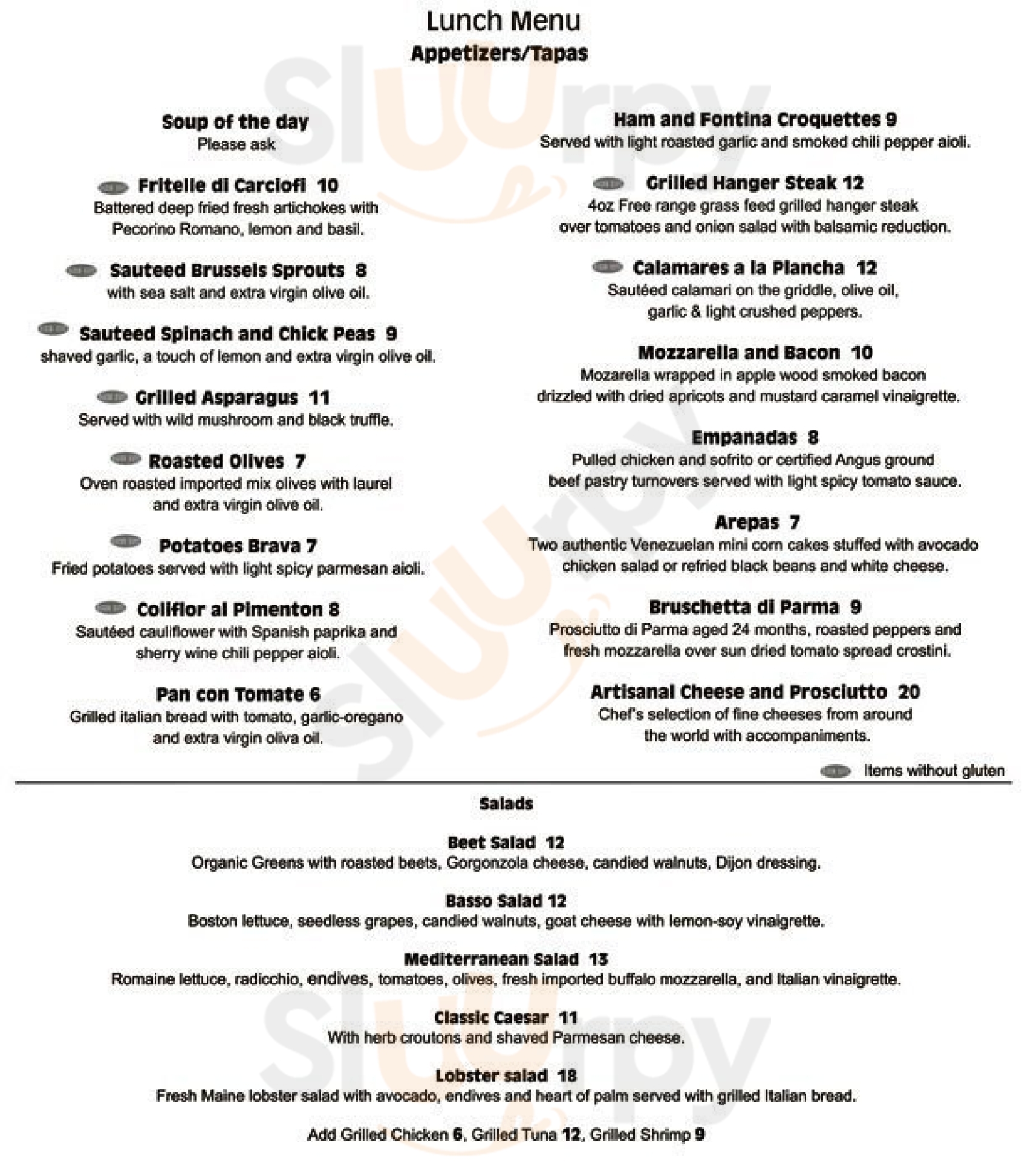 Main Menu - Basso Cafe Restaurant & Bar
